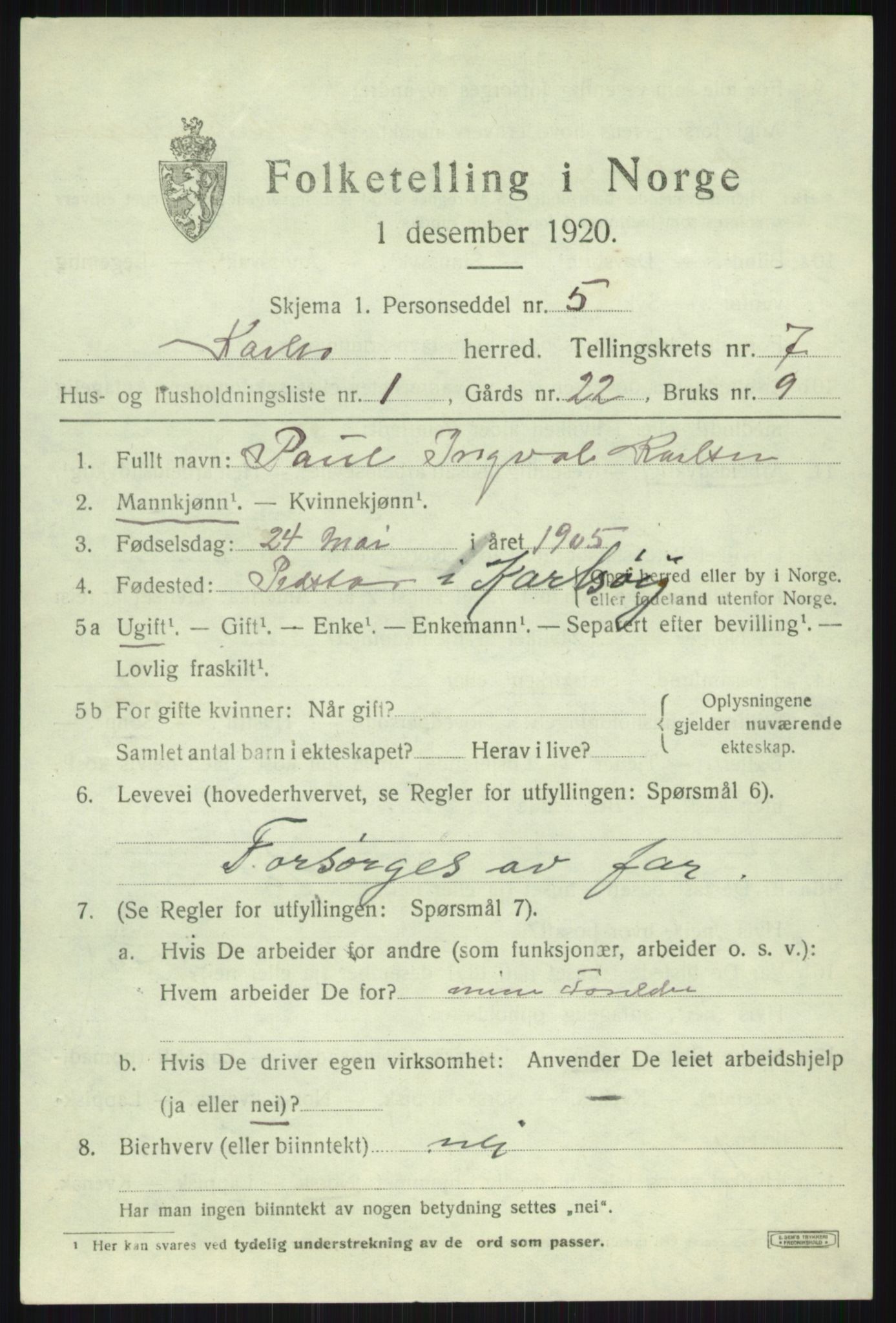 SATØ, 1920 census for Karlsøy, 1920, p. 2628