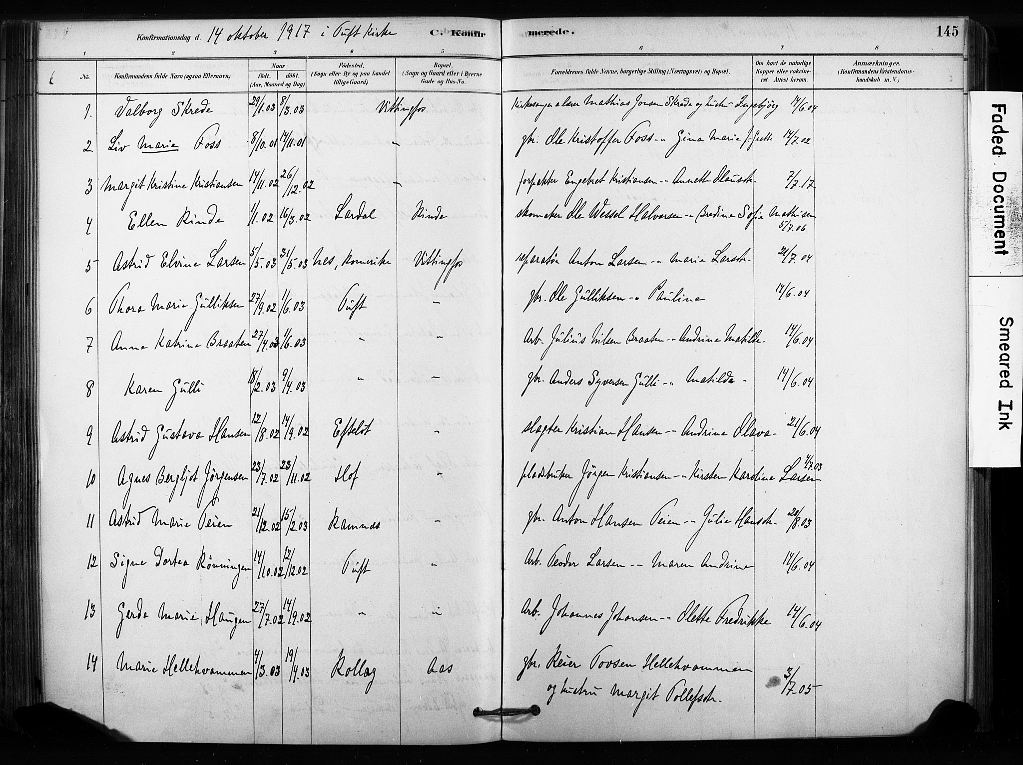 Sandsvær kirkebøker, AV/SAKO-A-244/F/Fc/L0001: Parish register (official) no. III 1, 1878-1923, p. 145