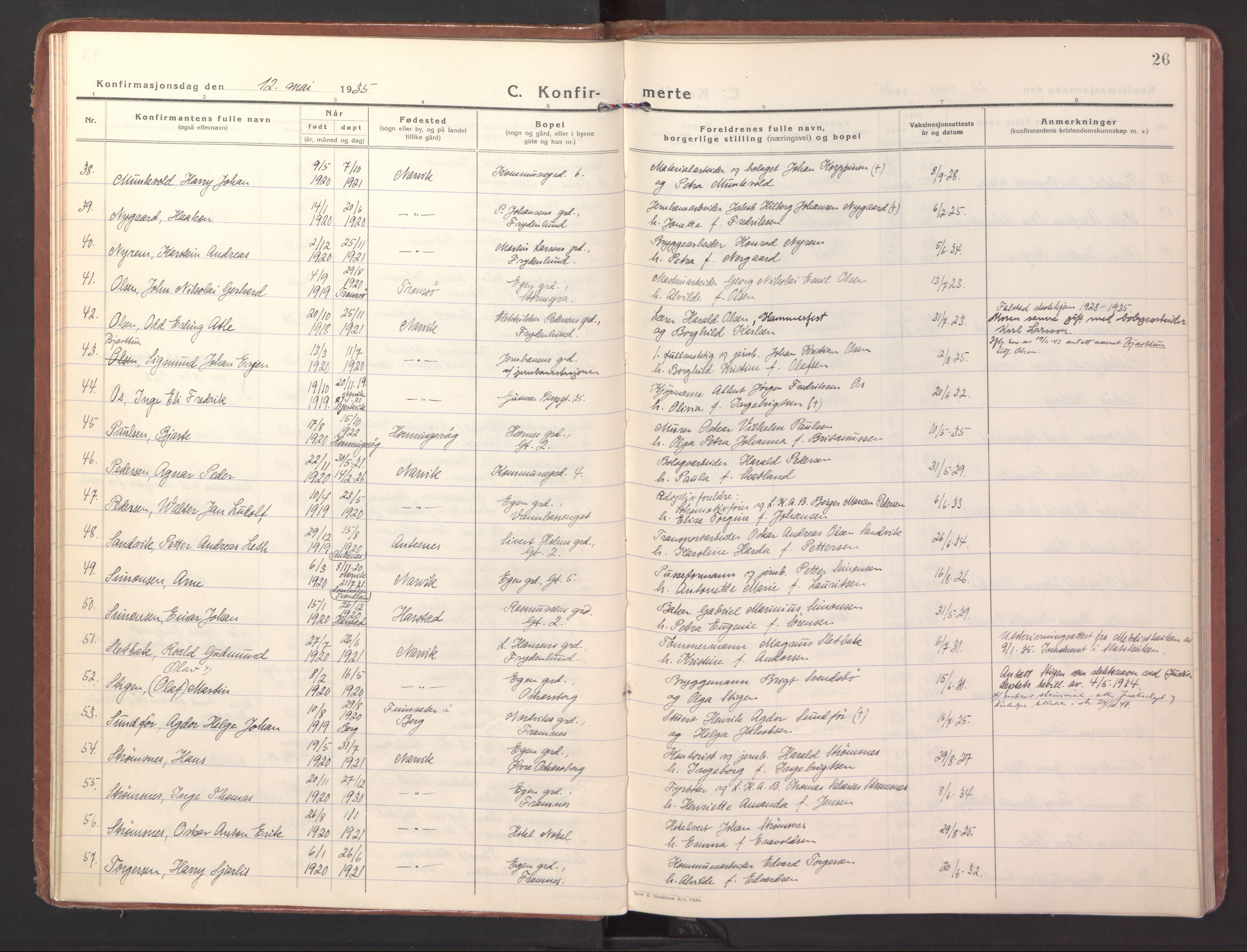 Ministerialprotokoller, klokkerbøker og fødselsregistre - Nordland, SAT/A-1459/871/L1007: Parish register (official) no. 871A23, 1932-1942, p. 26
