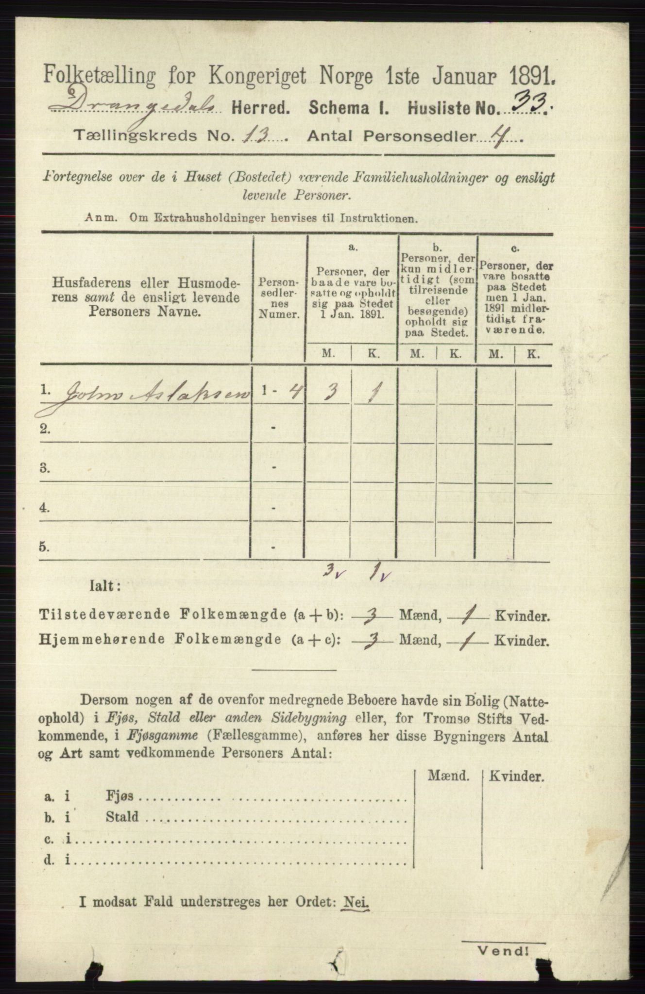 RA, 1891 census for 0817 Drangedal, 1891, p. 4705