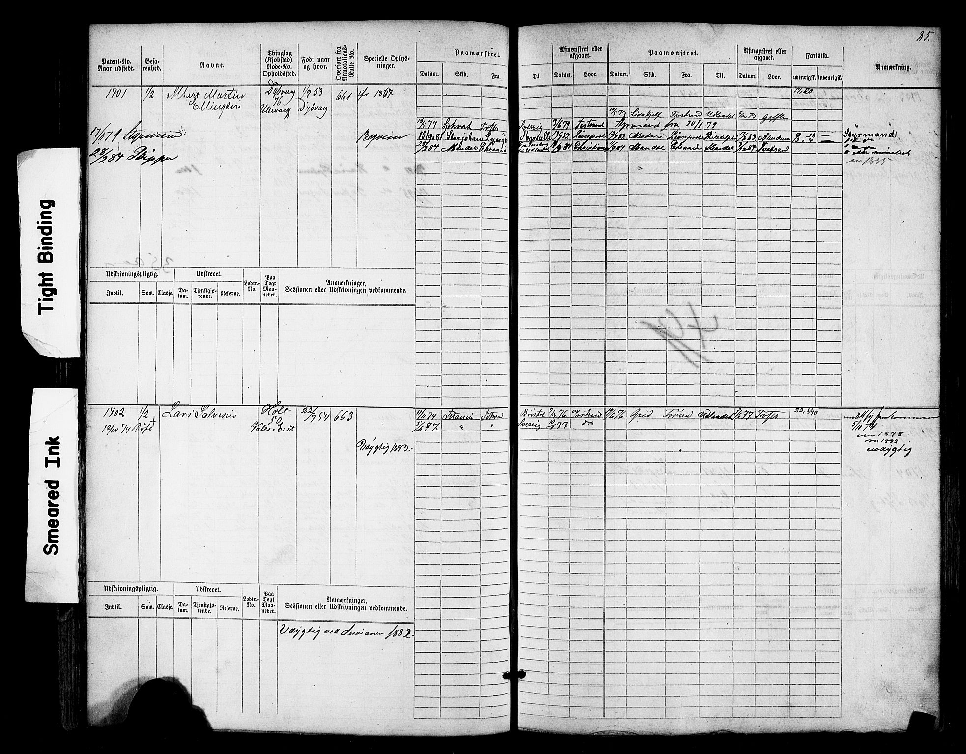 Tvedestrand mønstringskrets, AV/SAK-2031-0011/F/Fb/L0017: Hovedrulle nr 1533-2288, U-33, 1874-1882, p. 89