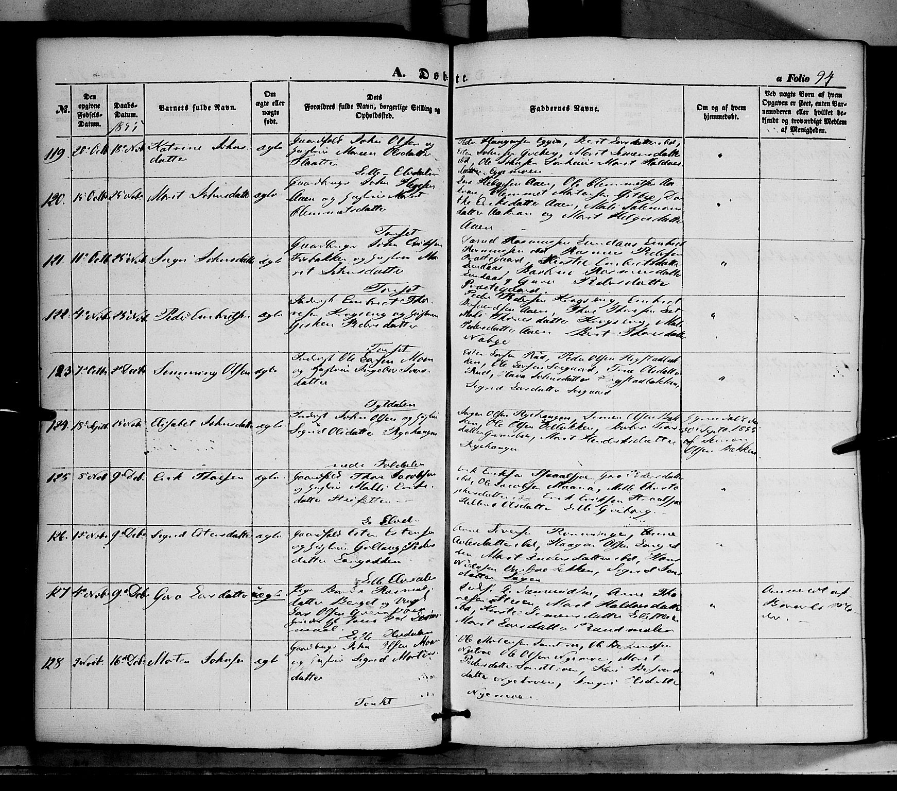 Tynset prestekontor, AV/SAH-PREST-058/H/Ha/Haa/L0020: Parish register (official) no. 20, 1848-1862, p. 94