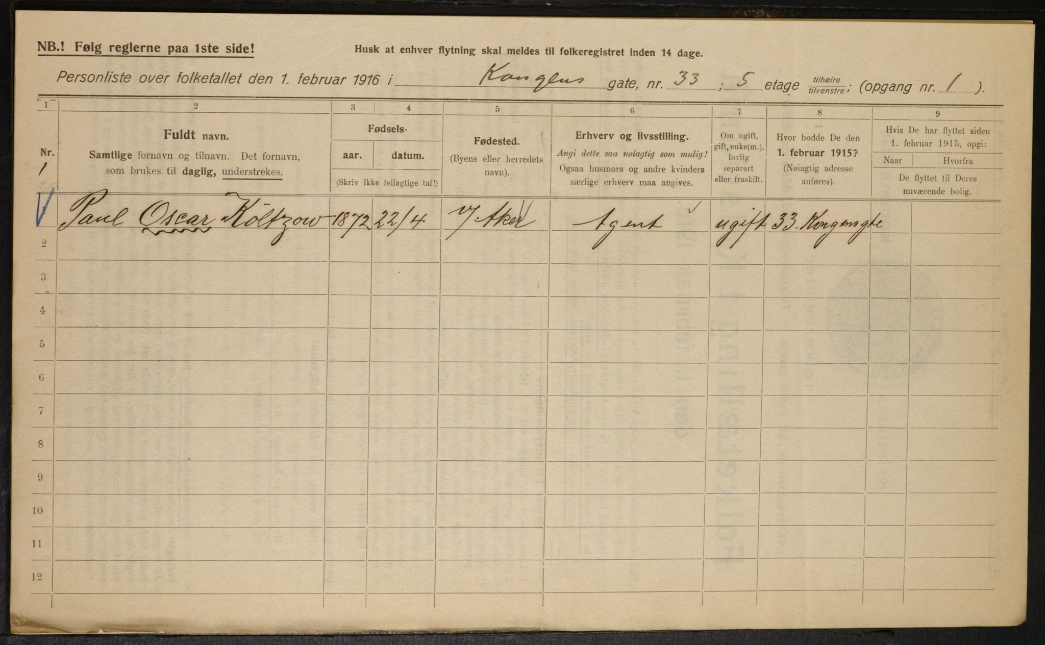 OBA, Municipal Census 1916 for Kristiania, 1916, p. 53757