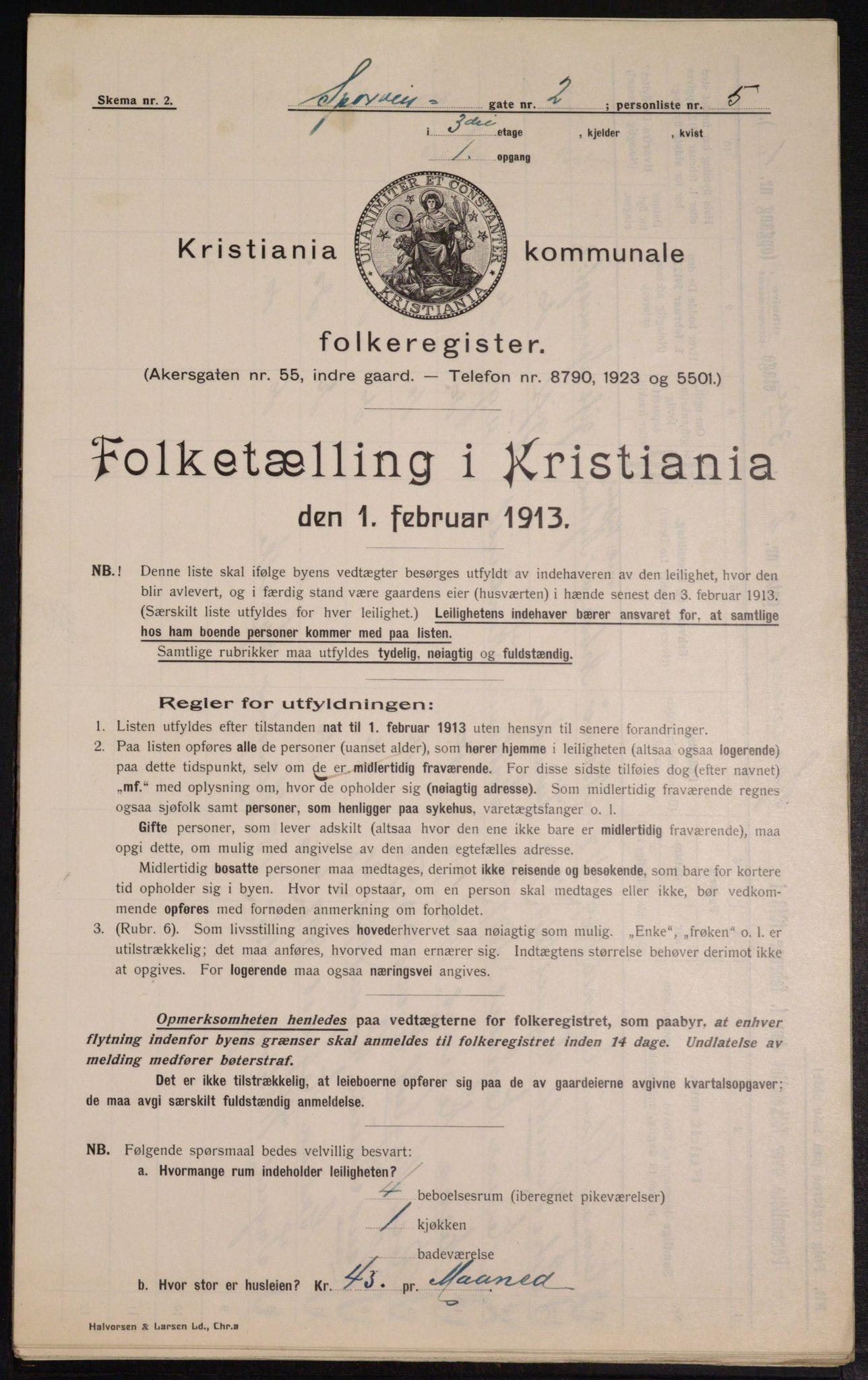 OBA, Municipal Census 1913 for Kristiania, 1913, p. 100444