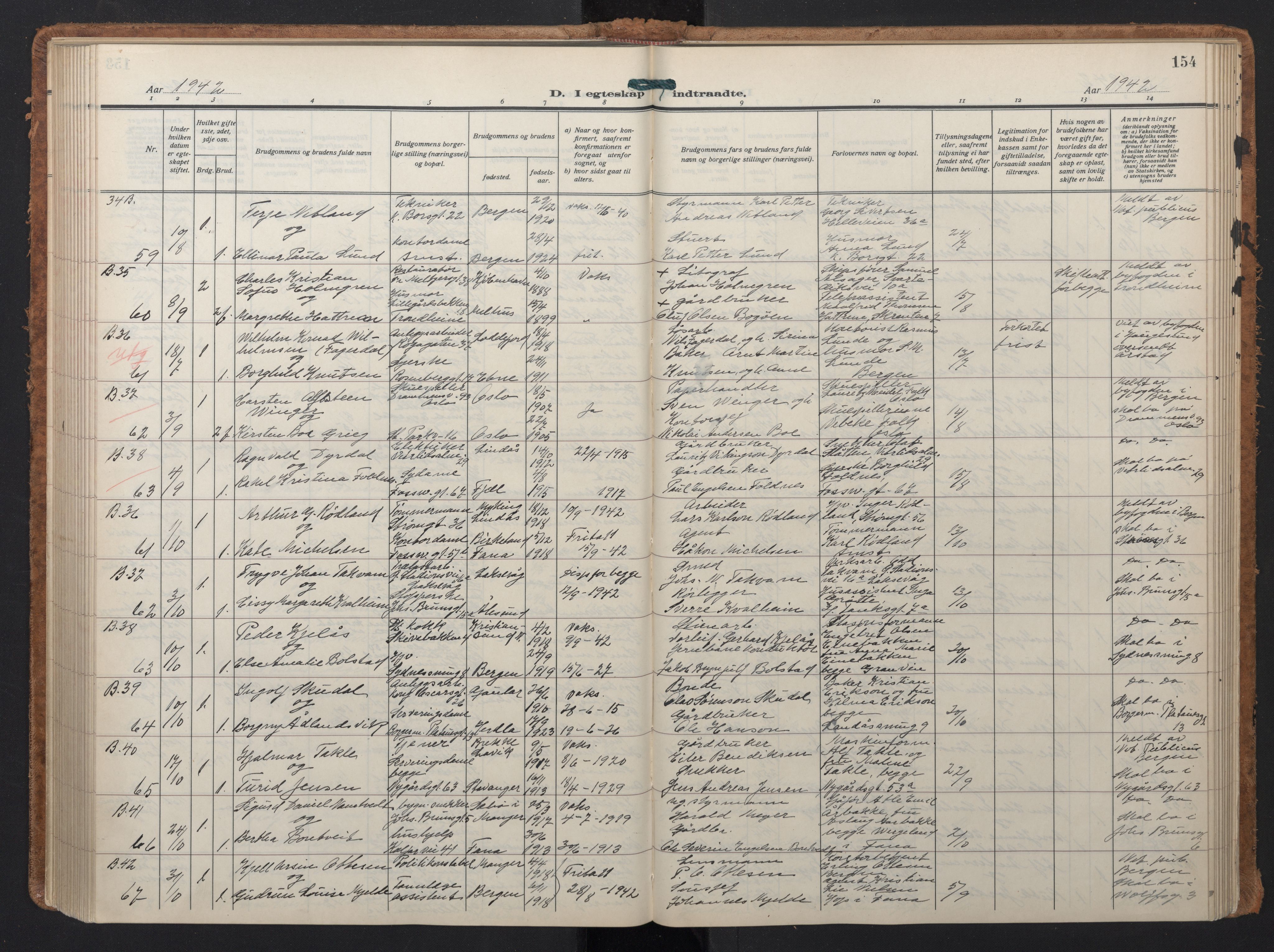 Johanneskirken sokneprestembete, AV/SAB-A-76001/H/Hab: Parish register (copy) no. C 3, 1929-1949, p. 153b-154a