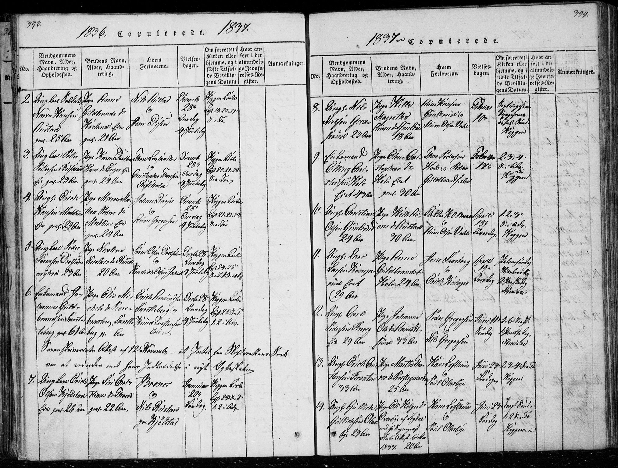 Modum kirkebøker, SAKO/A-234/G/Ga/L0003: Parish register (copy) no. I 3, 1832-1842, p. 393-394