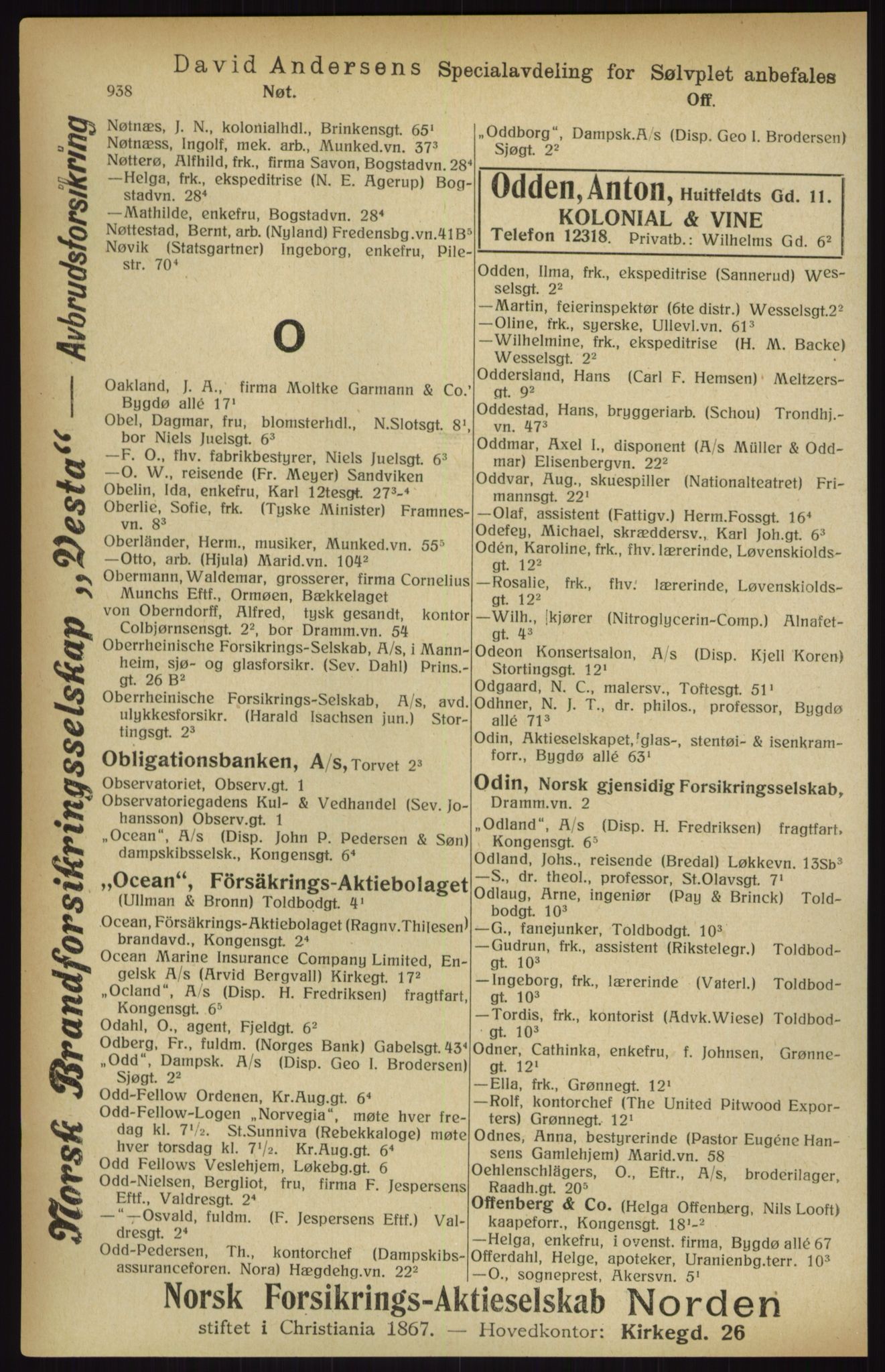Kristiania/Oslo adressebok, PUBL/-, 1916, p. 938