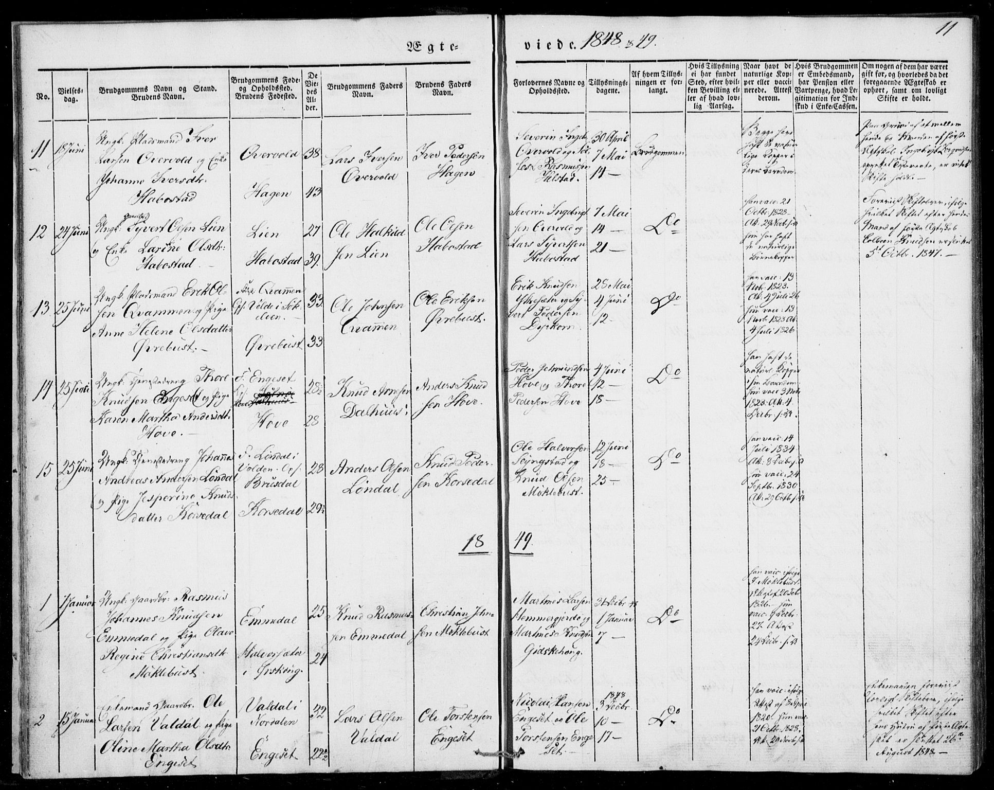 Ministerialprotokoller, klokkerbøker og fødselsregistre - Møre og Romsdal, AV/SAT-A-1454/520/L0276: Parish register (official) no. 520A06, 1844-1881, p. 11