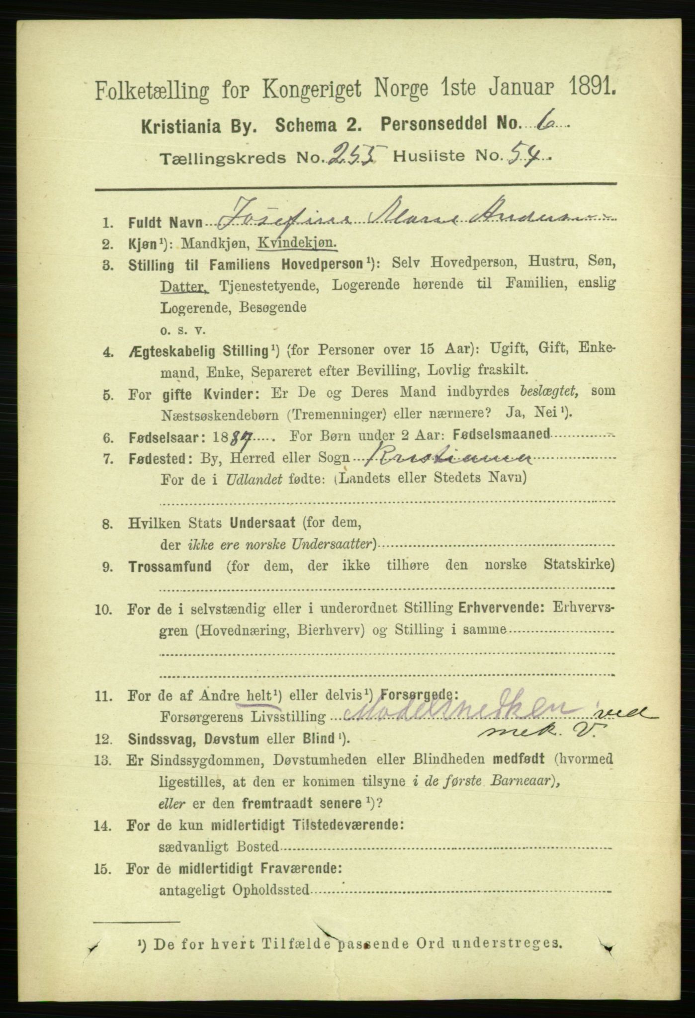 RA, 1891 census for 0301 Kristiania, 1891, p. 155580