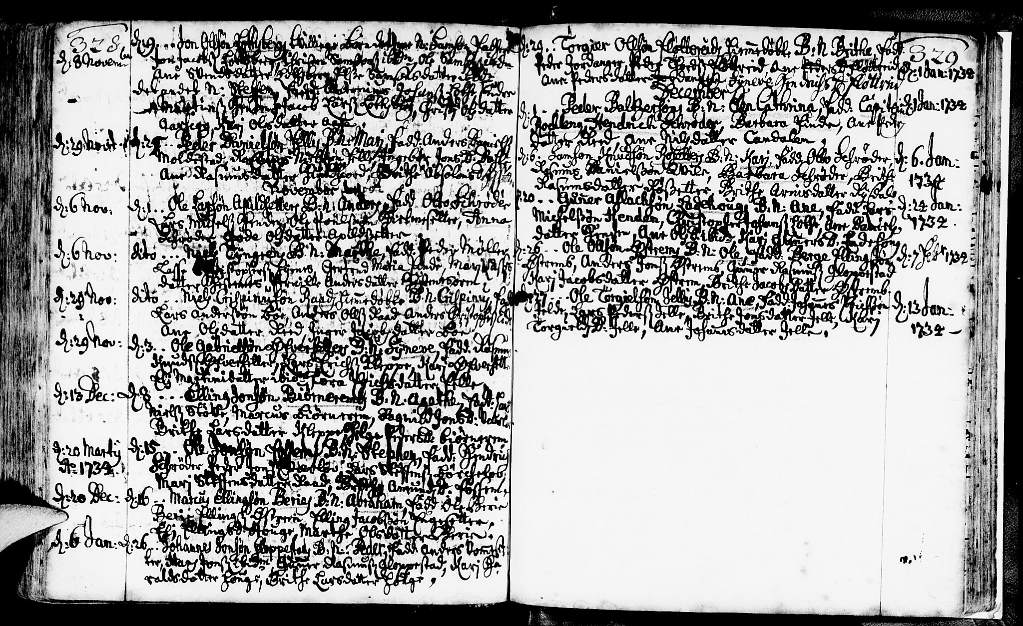 Gloppen sokneprestembete, AV/SAB-A-80101/H/Haa/Haaa/L0002: Parish register (official) no. A 2, 1712-1735, p. 328-329