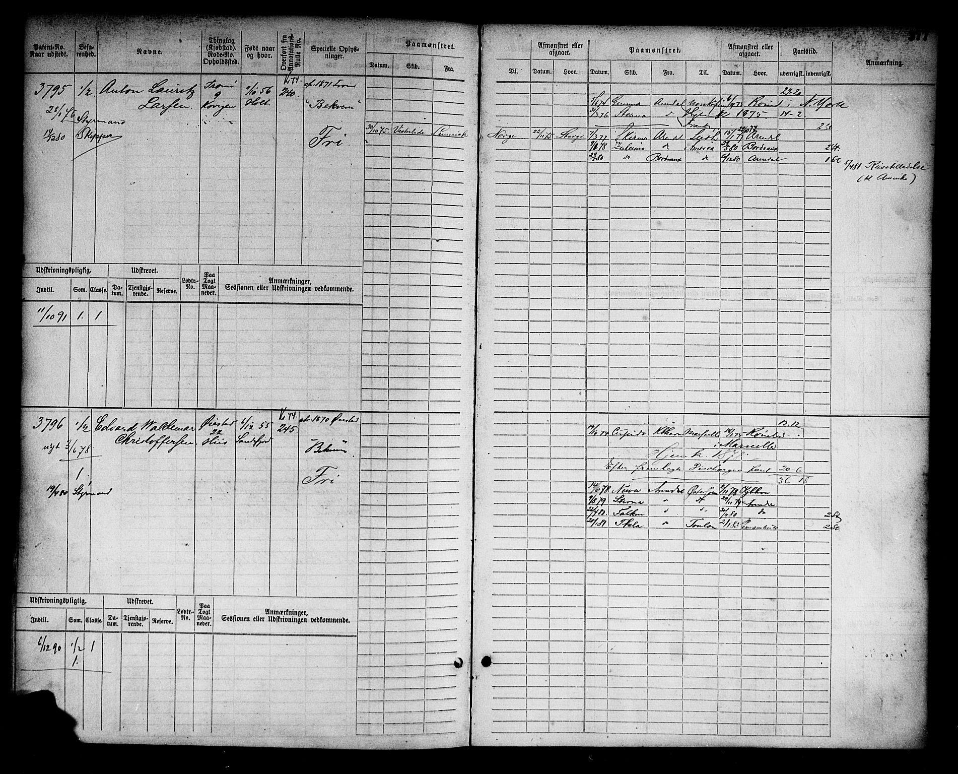 Arendal mønstringskrets, SAK/2031-0012/F/Fb/L0014: Hovedrulle nr 3045-3806, S-12, 1868-1900, p. 388