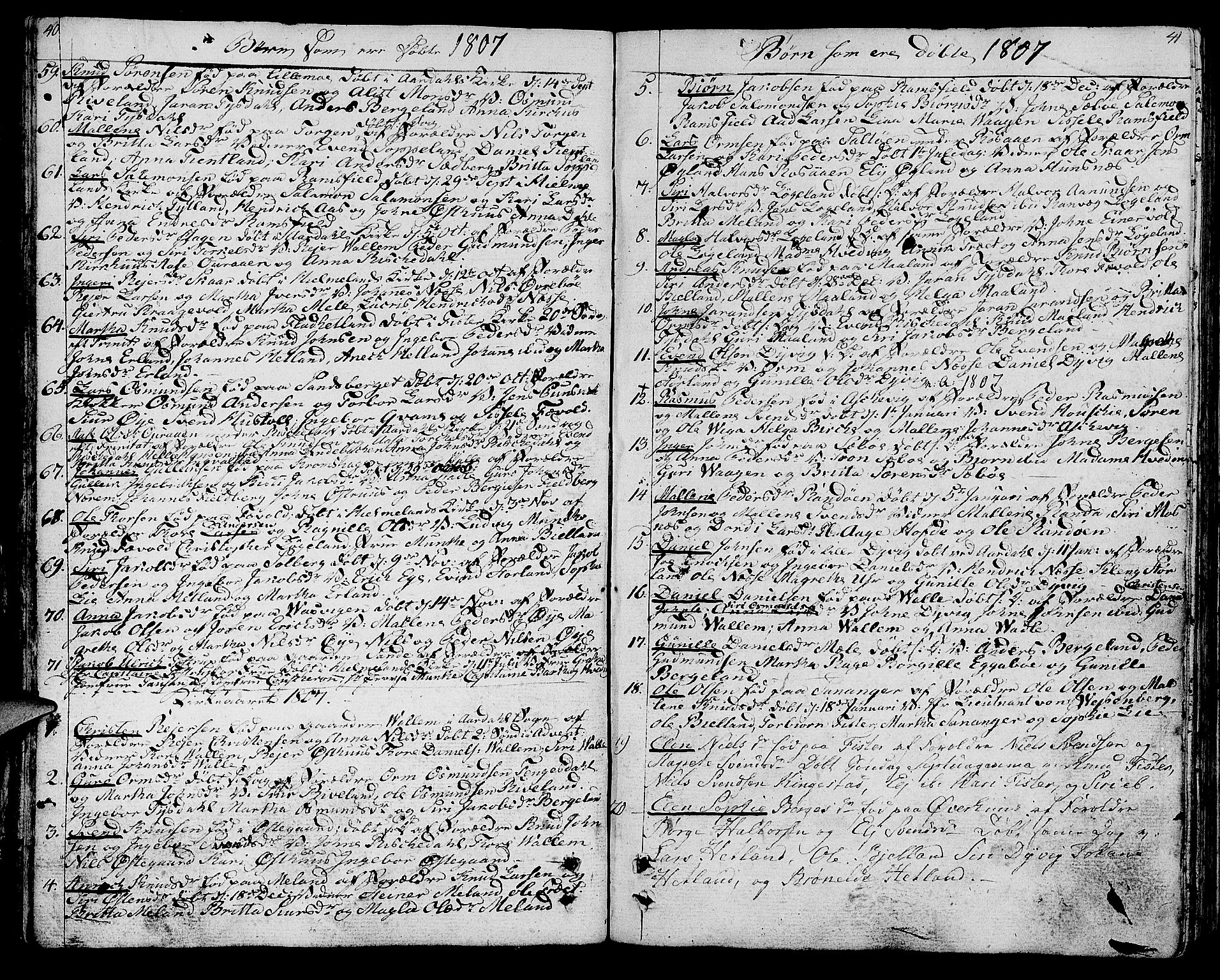 Hjelmeland sokneprestkontor, SAST/A-101843/01/IV/L0002: Parish register (official) no. A 2, 1799-1816, p. 40-41
