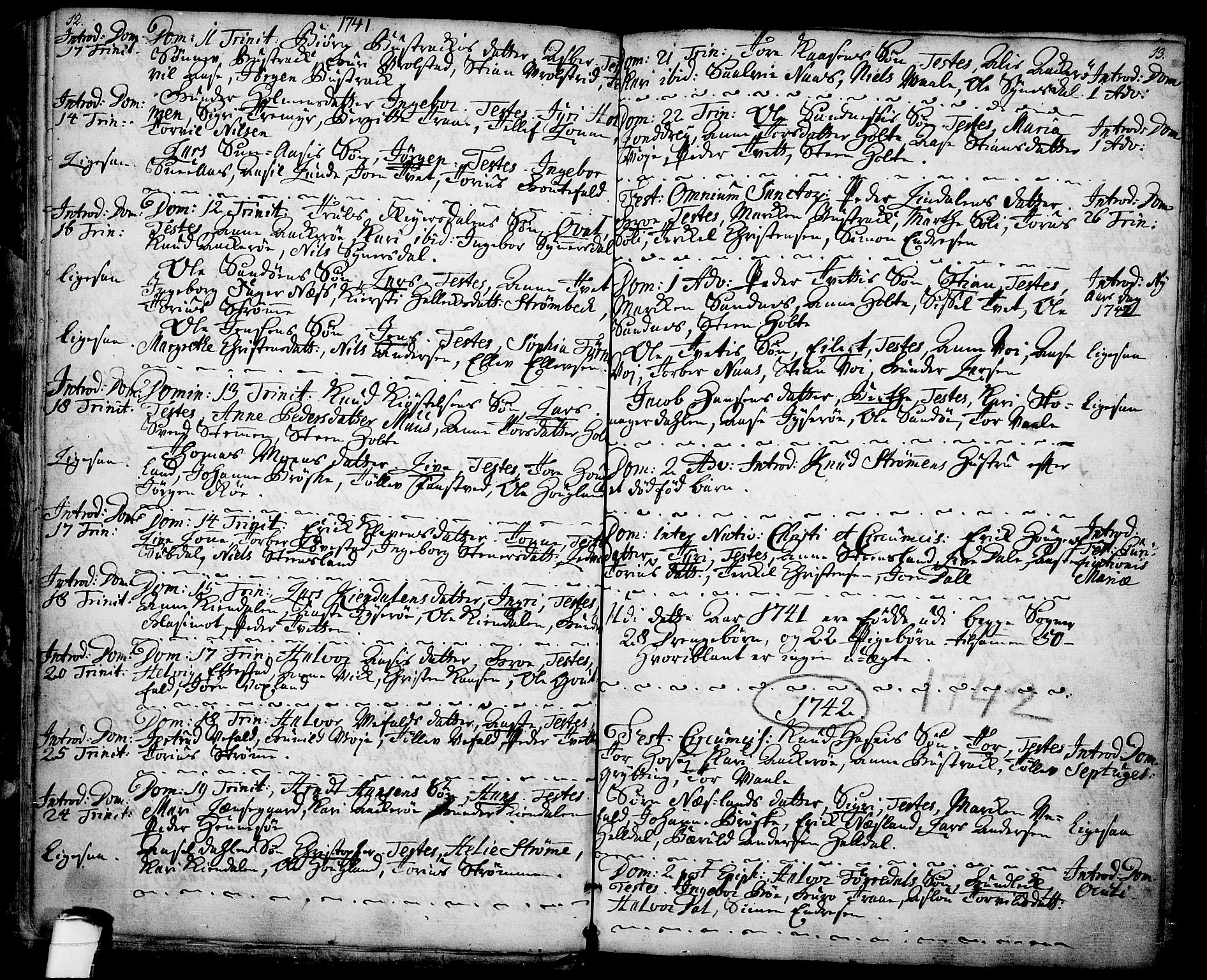 Drangedal kirkebøker, SAKO/A-258/F/Fa/L0001: Parish register (official) no. 1, 1697-1767, p. 12-13