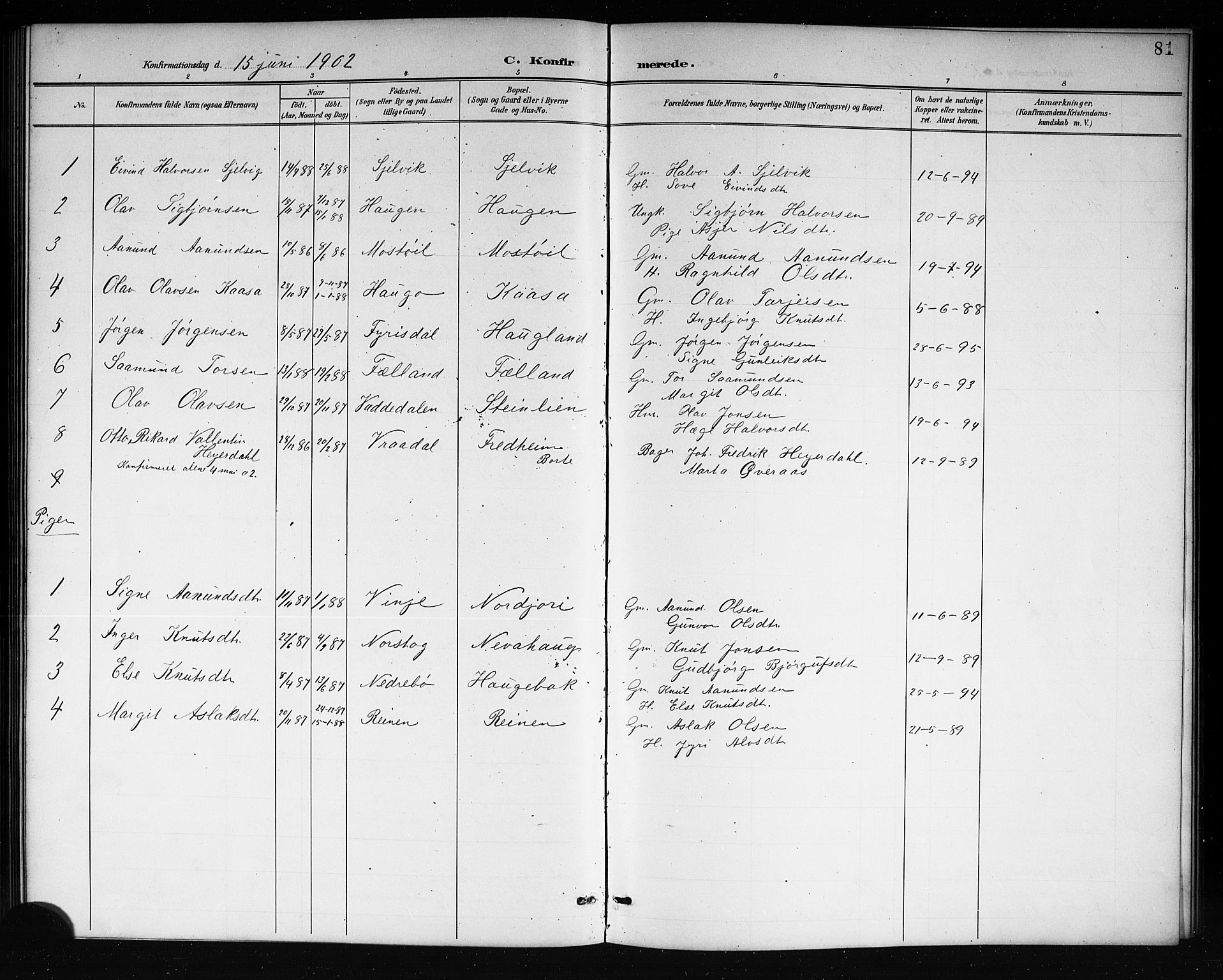 Mo kirkebøker, SAKO/A-286/G/Ga/L0002: Parish register (copy) no. I 2, 1892-1914, p. 81
