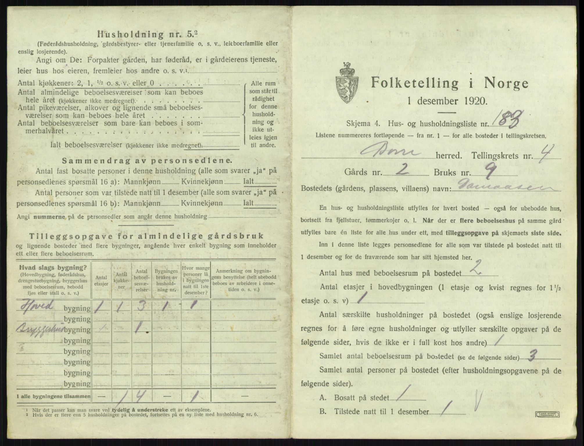 SAKO, 1920 census for Borre, 1920, p. 1356