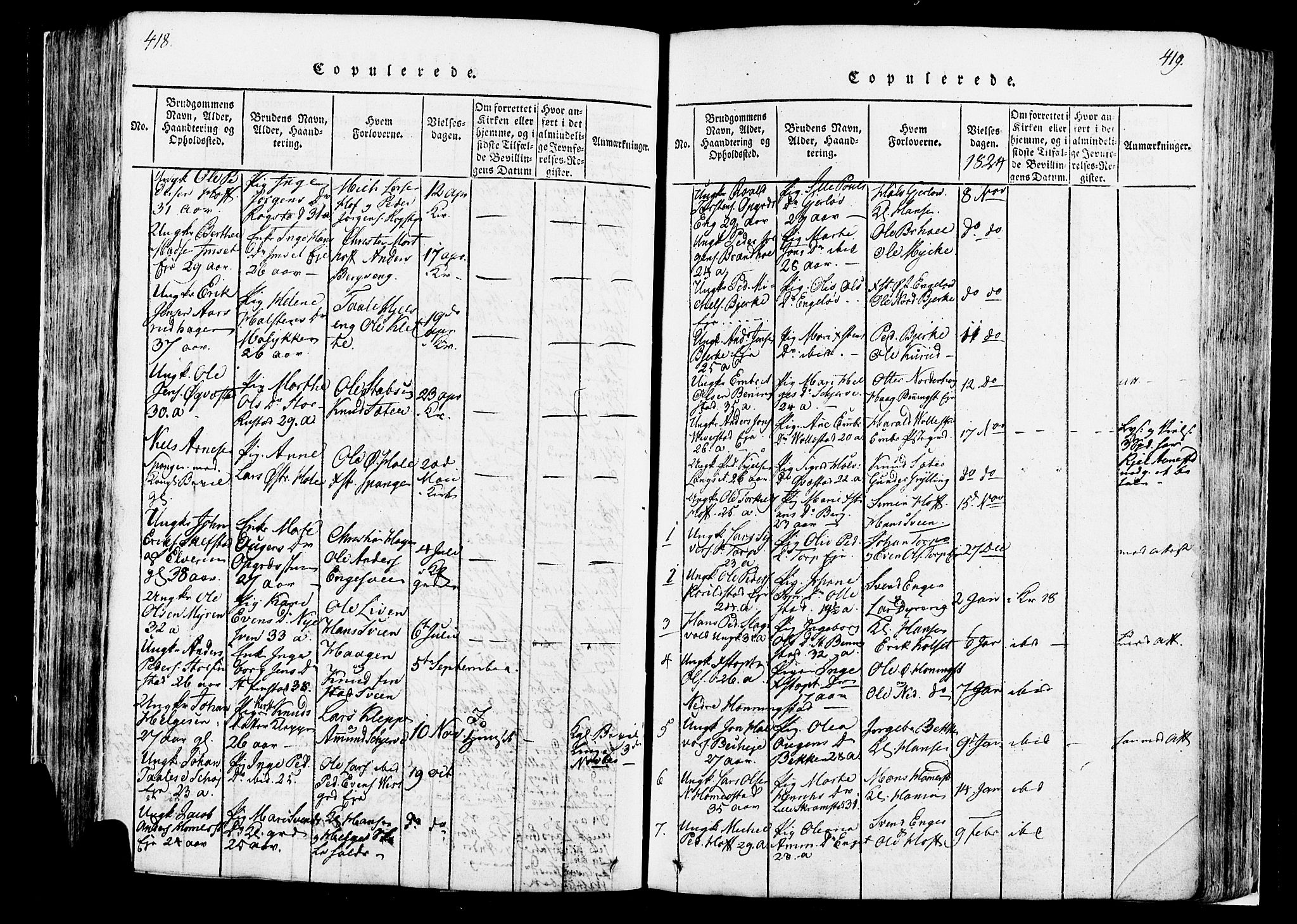 Løten prestekontor, SAH/PREST-022/K/Ka/L0005: Parish register (official) no. 5, 1814-1832, p. 418-419