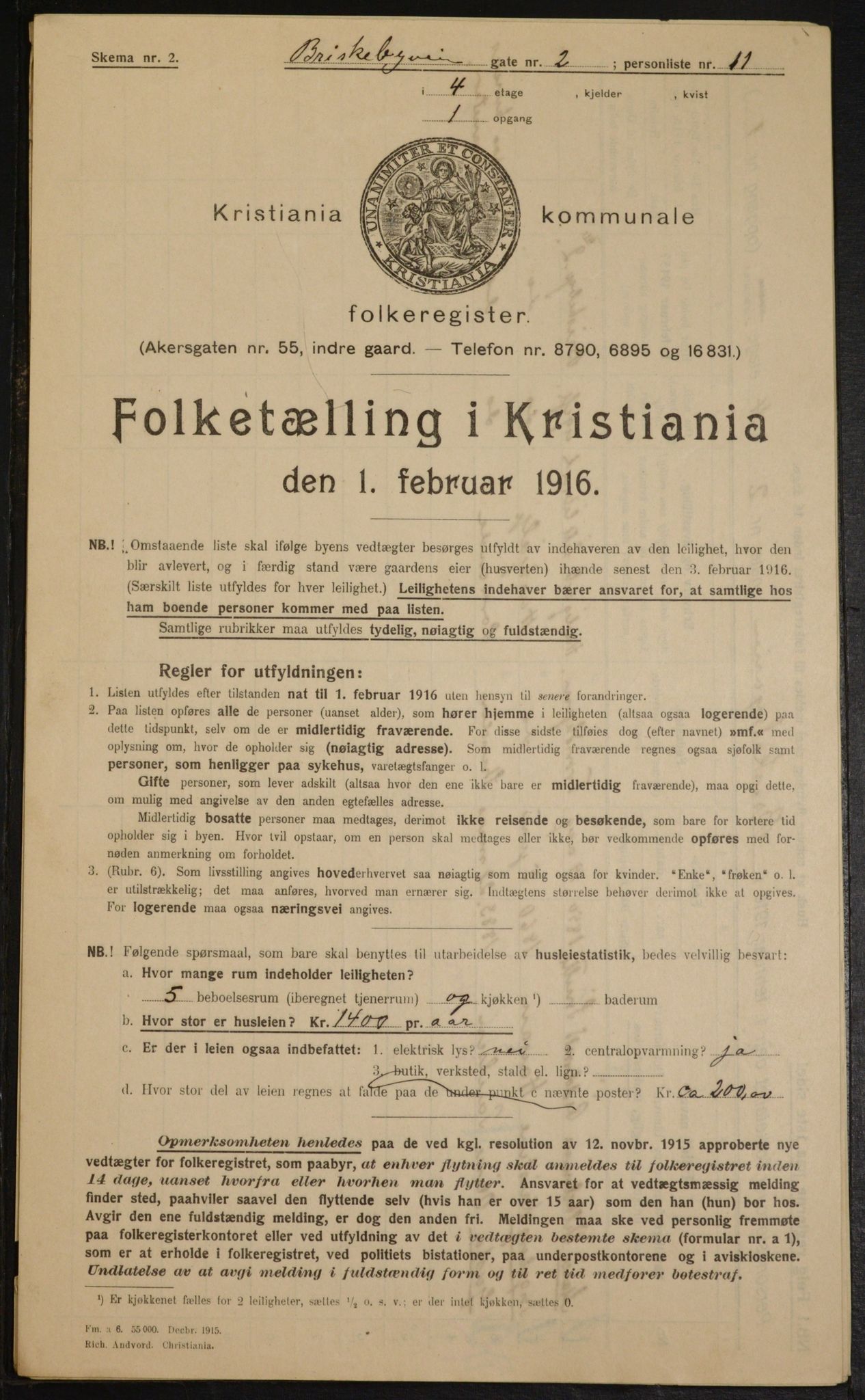 OBA, Municipal Census 1916 for Kristiania, 1916, p. 9293