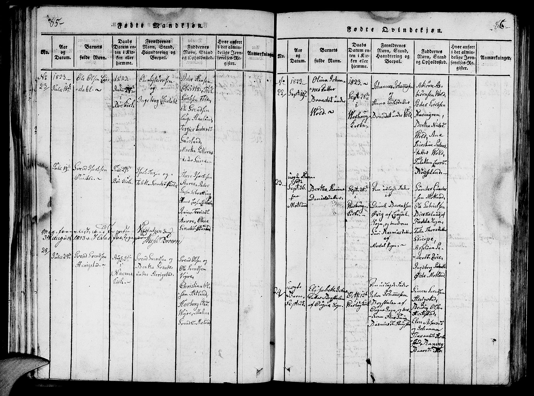 Hå sokneprestkontor, AV/SAST-A-101801/001/30BA/L0003: Parish register (official) no. A 3, 1815-1825, p. 85-86