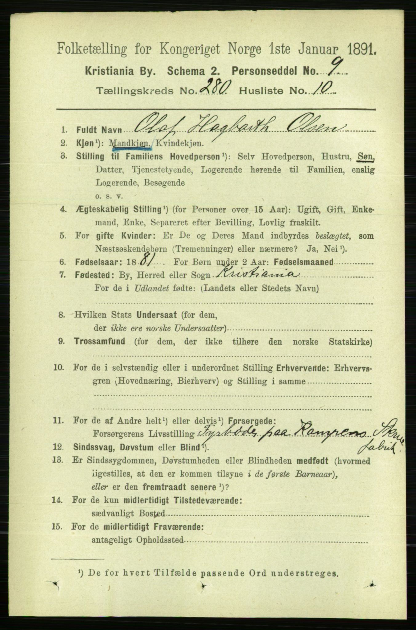 RA, 1891 census for 0301 Kristiania, 1891, p. 170342