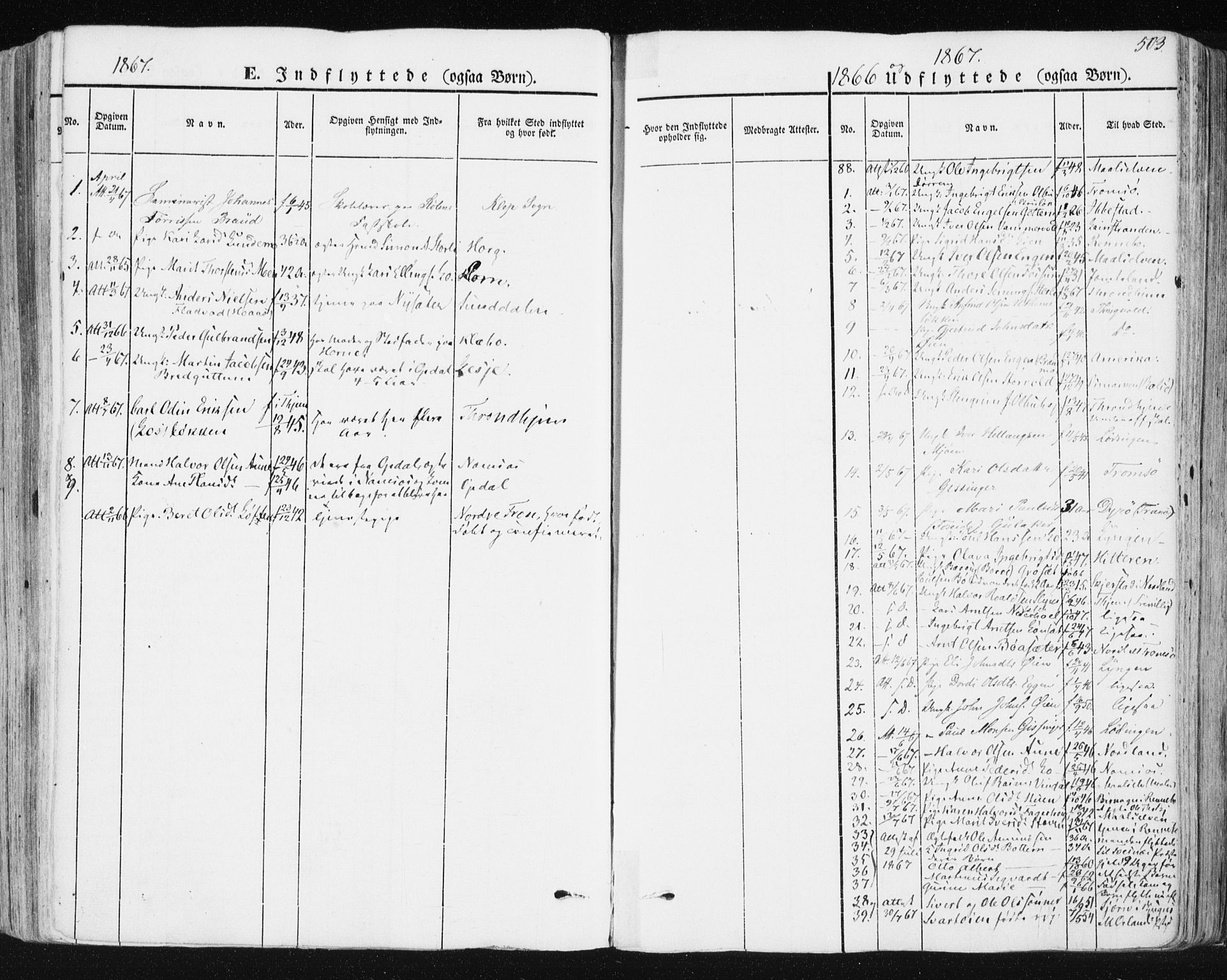 Ministerialprotokoller, klokkerbøker og fødselsregistre - Sør-Trøndelag, SAT/A-1456/678/L0899: Parish register (official) no. 678A08, 1848-1872, p. 503
