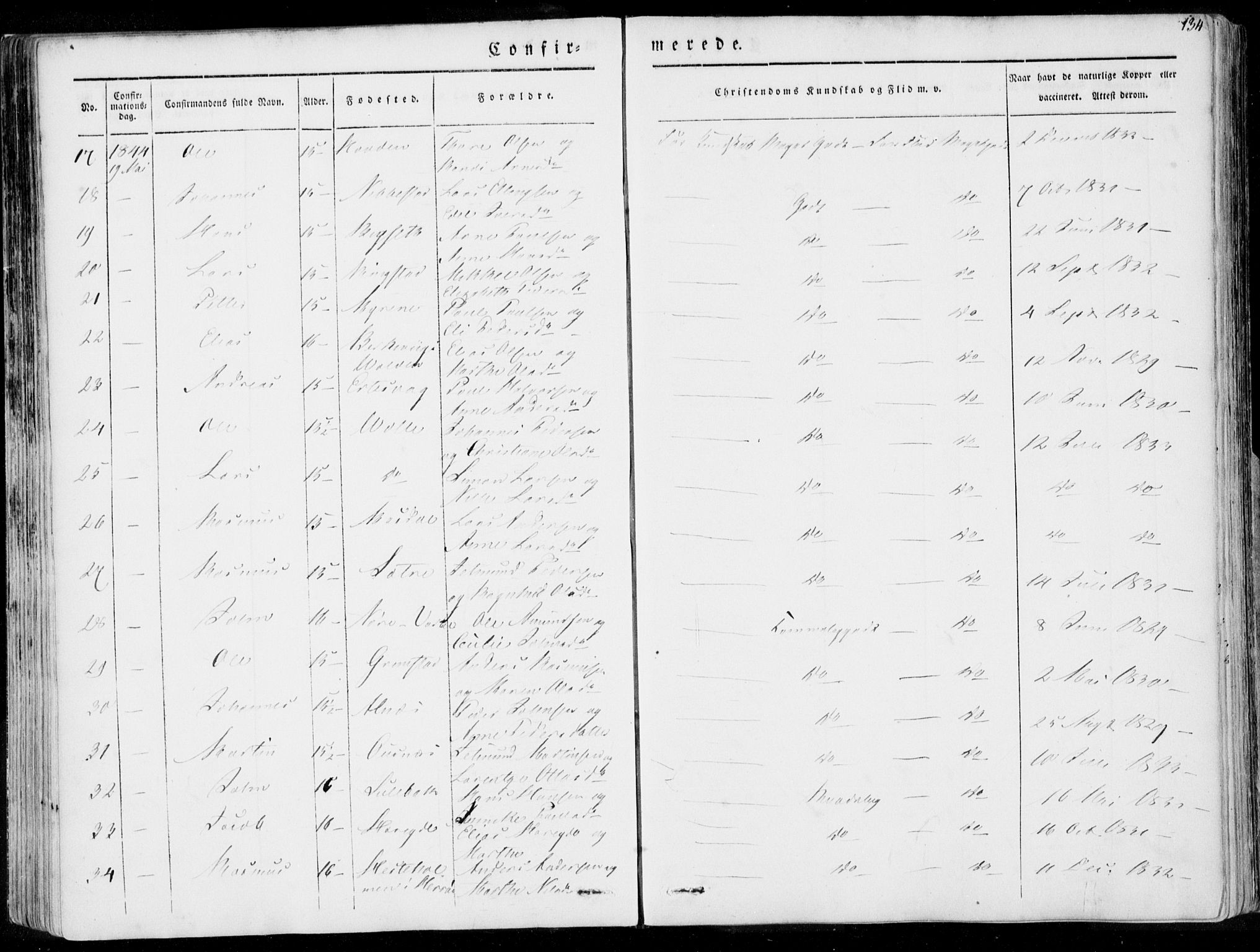 Ministerialprotokoller, klokkerbøker og fødselsregistre - Møre og Romsdal, AV/SAT-A-1454/509/L0104: Parish register (official) no. 509A02, 1833-1847, p. 134