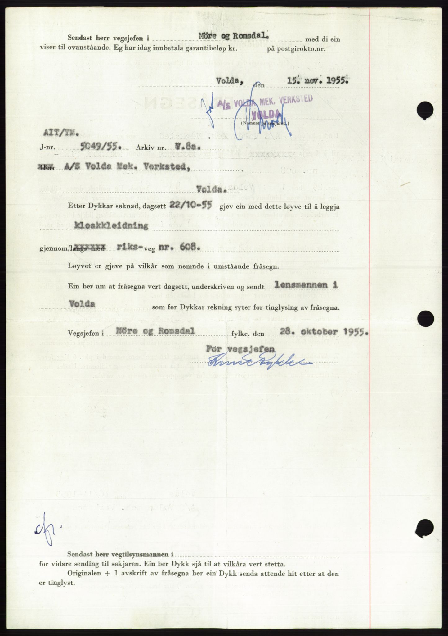 Søre Sunnmøre sorenskriveri, AV/SAT-A-4122/1/2/2C/L0102: Mortgage book no. 28A, 1955-1956, Diary no: : 2848/1955