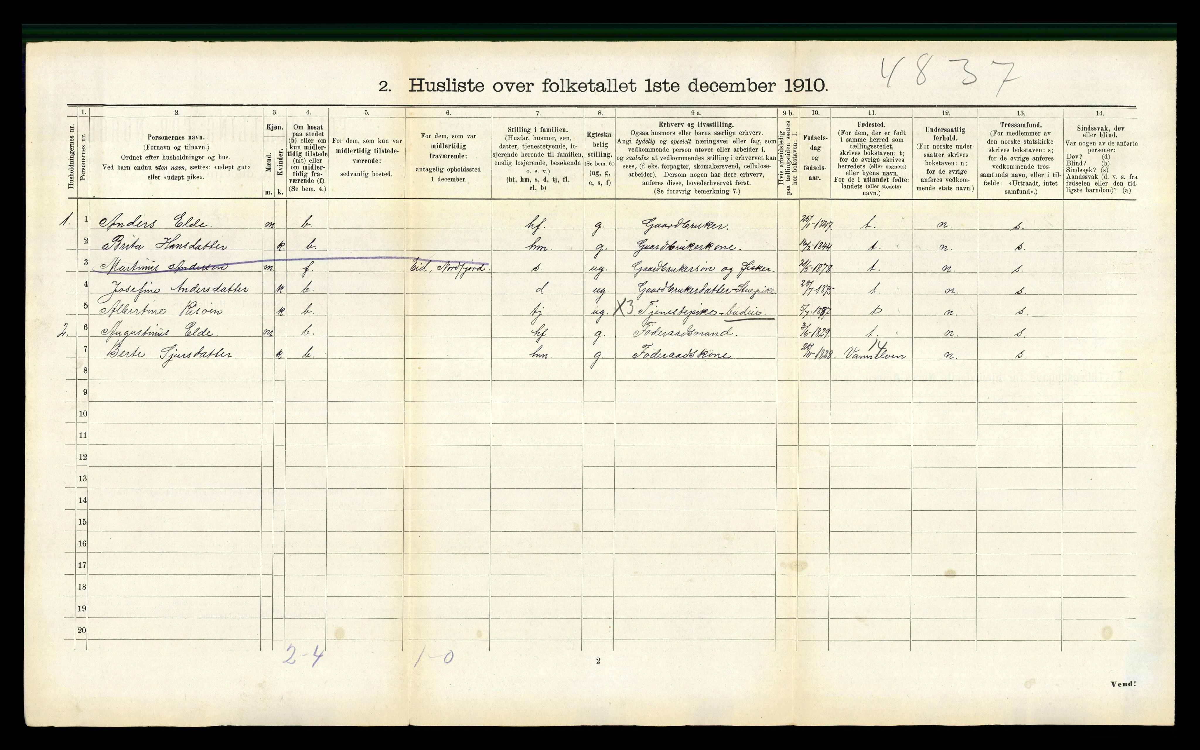 RA, 1910 census for Davik, 1910, p. 529