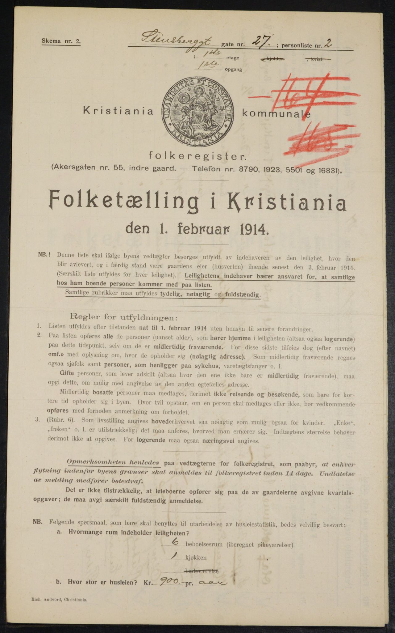 OBA, Municipal Census 1914 for Kristiania, 1914, p. 101748