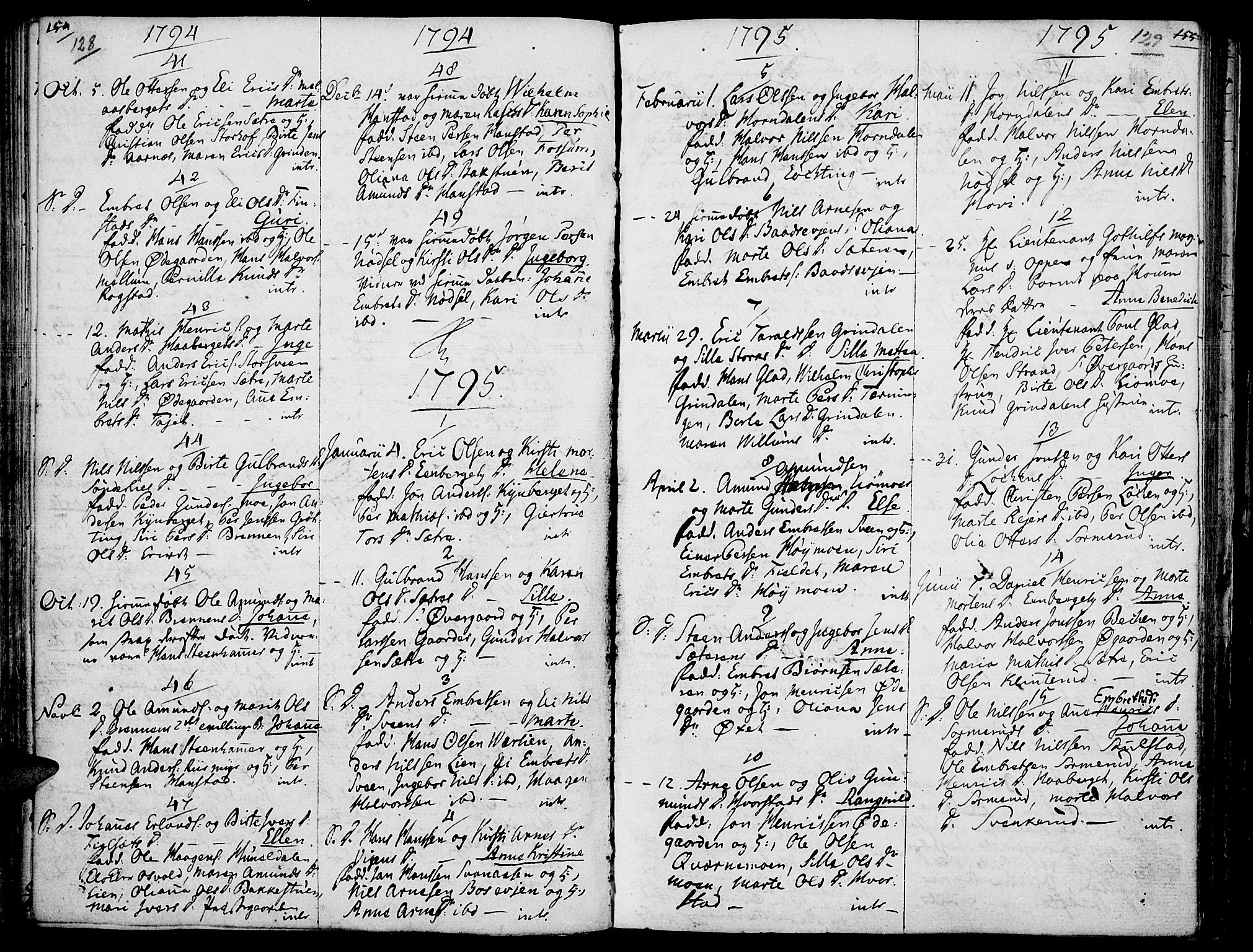 Elverum prestekontor, AV/SAH-PREST-044/H/Ha/Haa/L0006: Parish register (official) no. 6, 1794-1814, p. 128-129