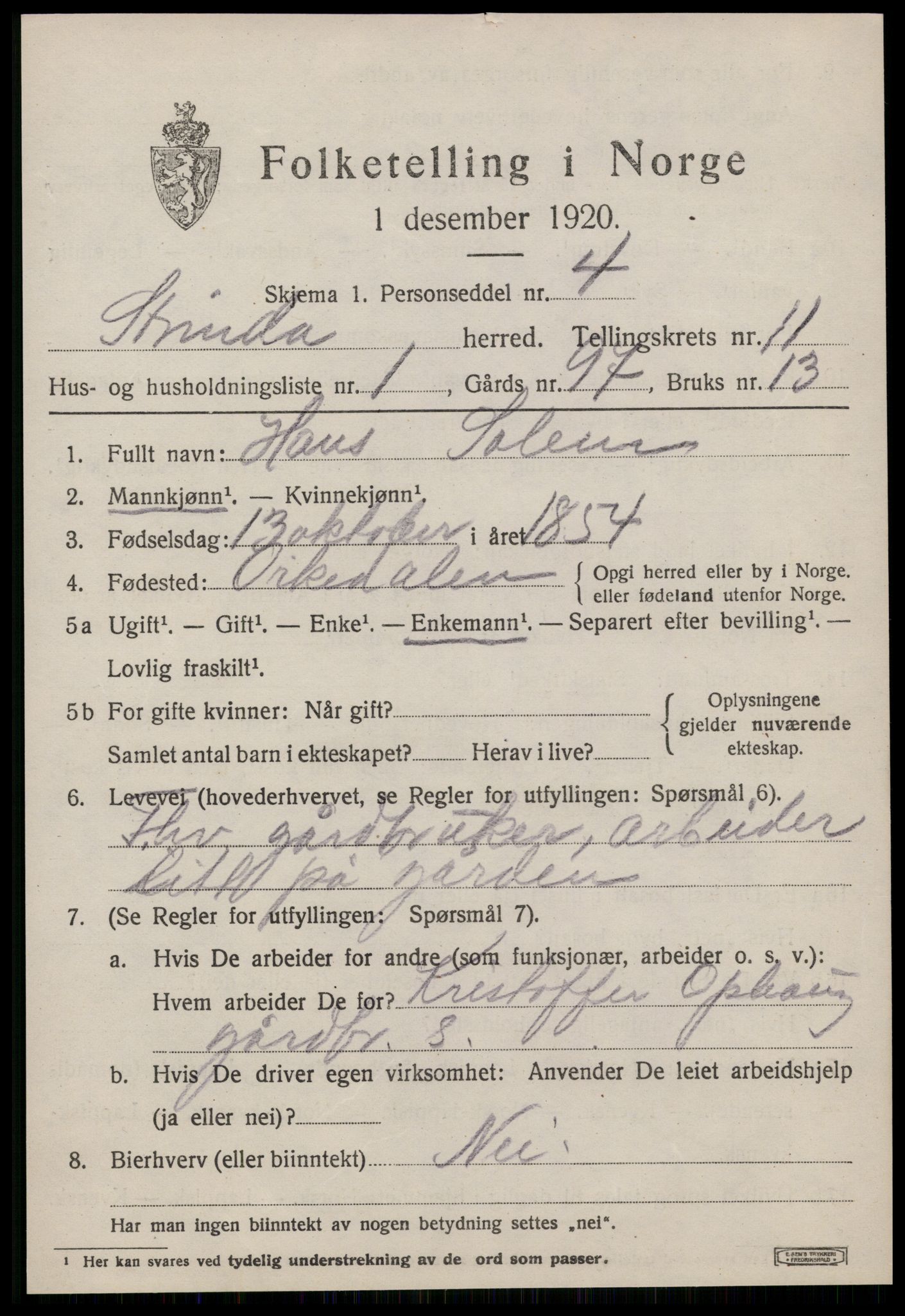 SAT, 1920 census for Strinda, 1920, p. 25572