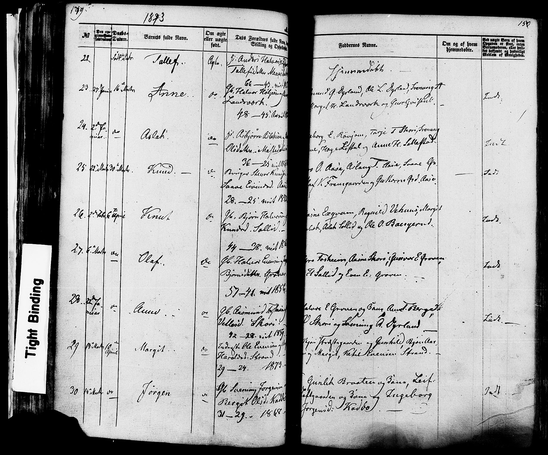 Seljord kirkebøker, AV/SAKO-A-20/F/Fa/L0013: Parish register (official) no. I 13, 1866-1876, p. 149-150