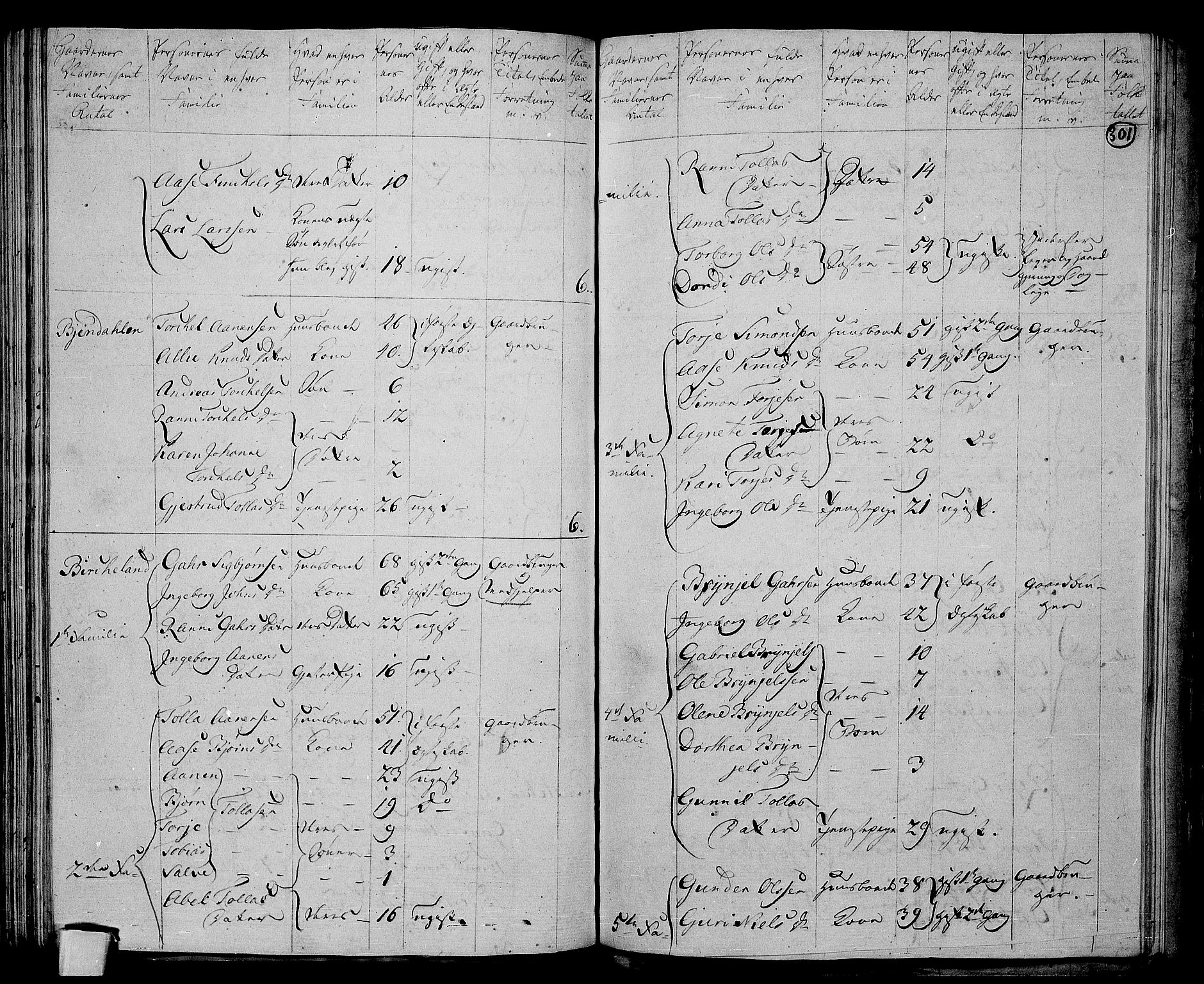 RA, 1801 census for 1032P Lyngdal, 1801, p. 300b-301a