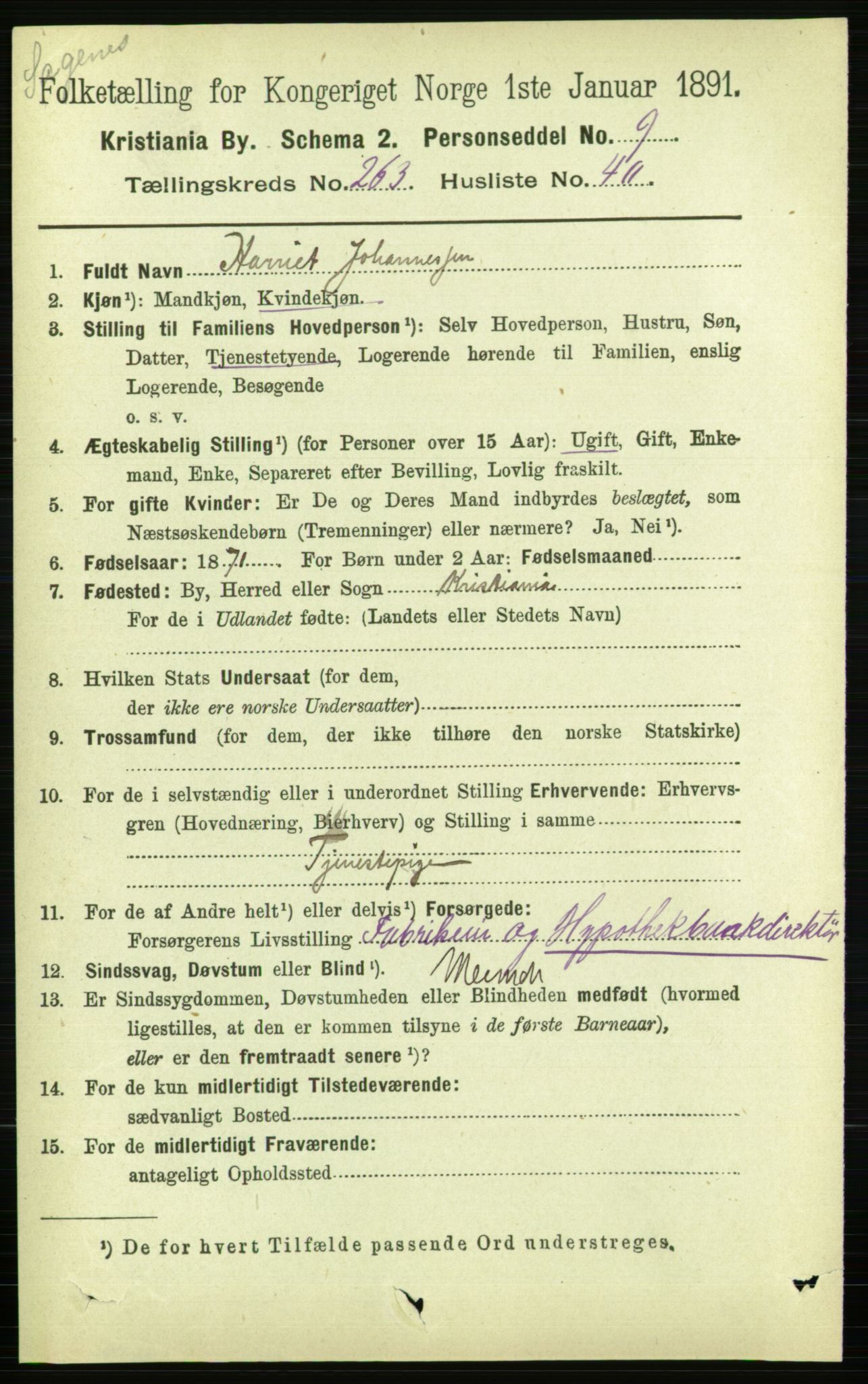 RA, 1891 census for 0301 Kristiania, 1891, p. 160270