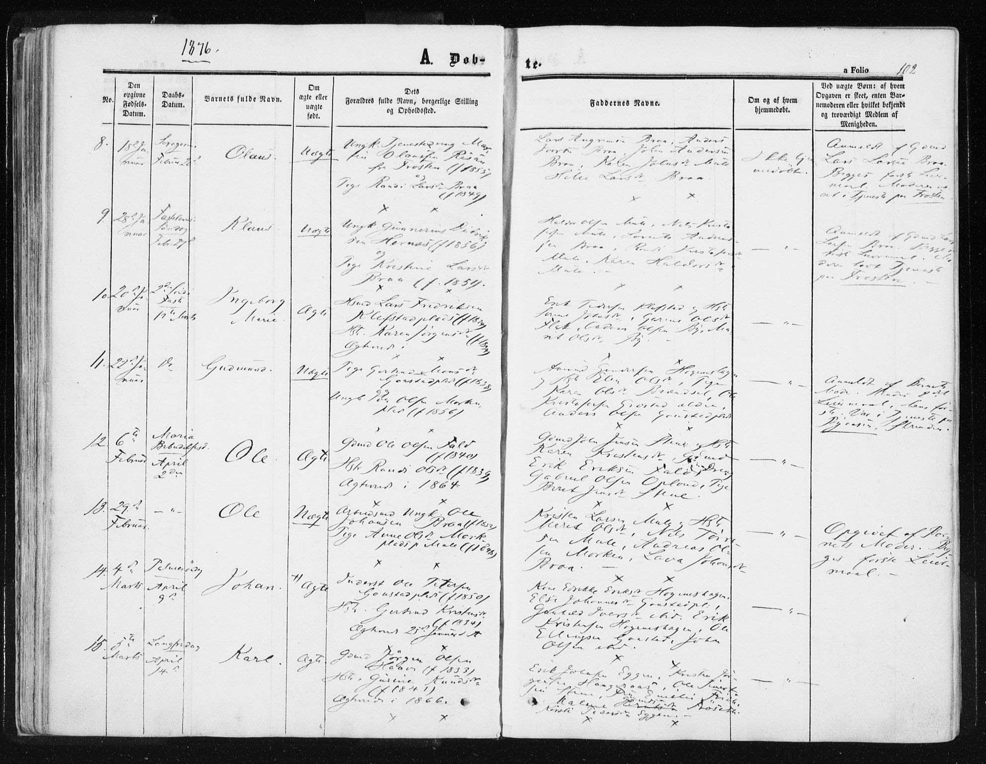 Ministerialprotokoller, klokkerbøker og fødselsregistre - Sør-Trøndelag, SAT/A-1456/612/L0377: Parish register (official) no. 612A09, 1859-1877, p. 102