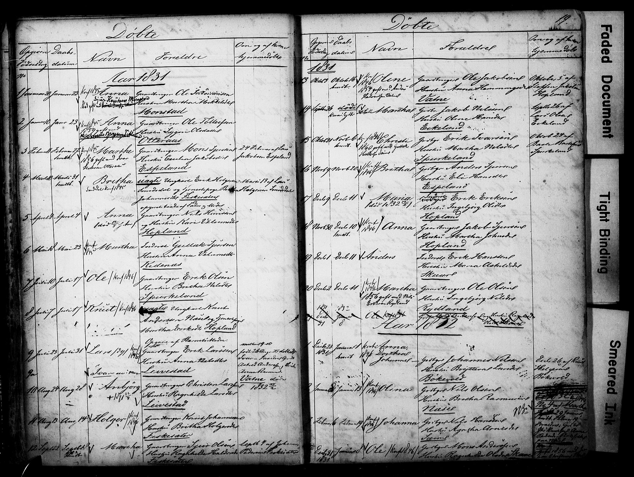 Alversund Sokneprestembete, SAB/A-73901/H/Ha/Hab: Parish register (copy) no. D 1, 1800-1870, p. 19