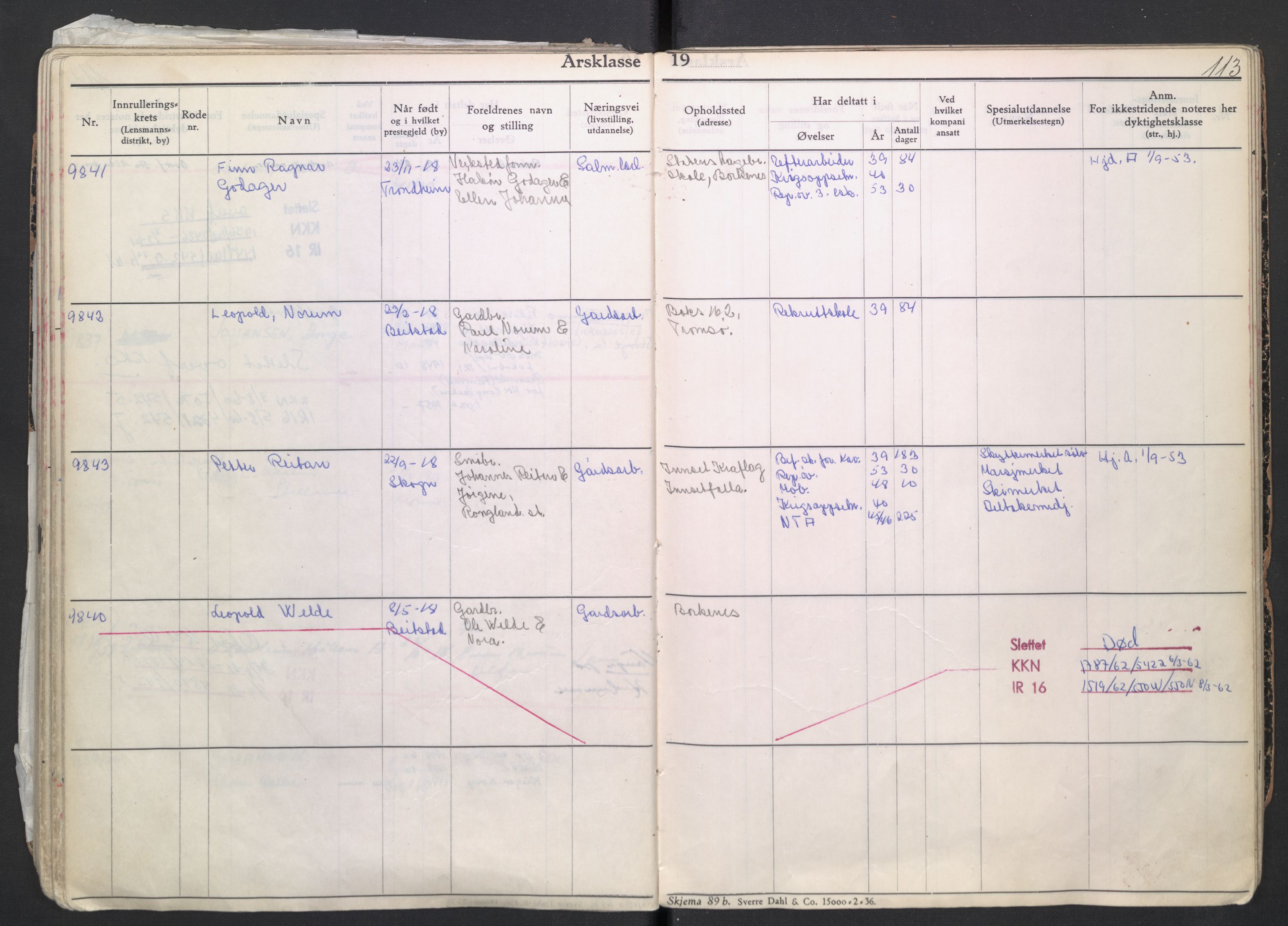 Forsvaret, Troms infanteriregiment nr. 16, AV/RA-RAFA-3146/P/Pa/L0007/0004: Ruller / Rulle for regimentets menige mannskaper, årsklasse 1939, 1939, p. 113