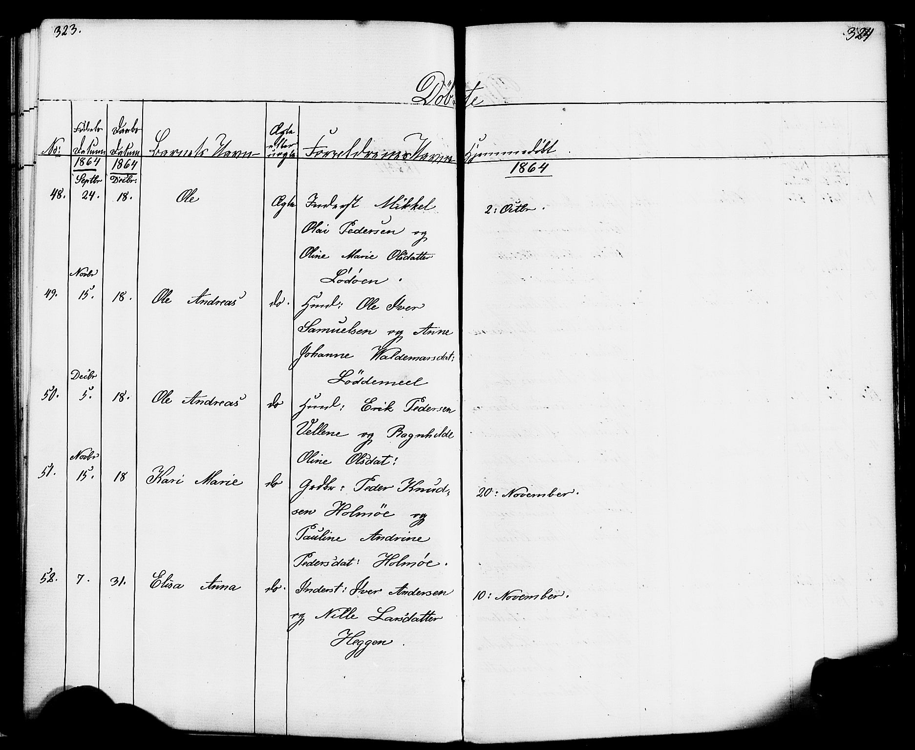 Hornindal sokneprestembete, AV/SAB-A-82401/H/Haa/Haaa/L0001: Parish register (official) no. A 1, 1837-1866, p. 324-325