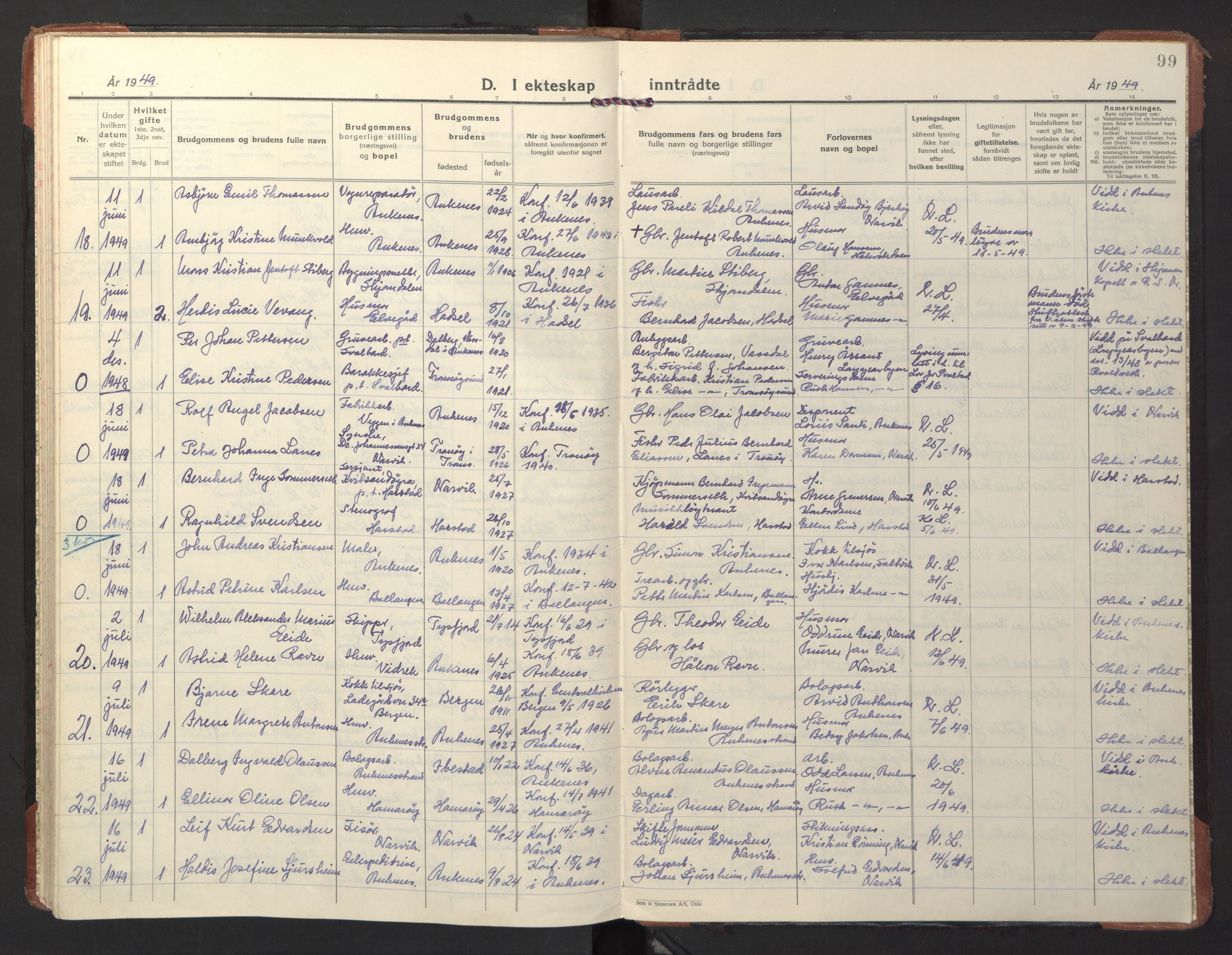 Ministerialprotokoller, klokkerbøker og fødselsregistre - Nordland, AV/SAT-A-1459/866/L0948: Parish register (official) no. 866A11, 1929-1949, p. 99