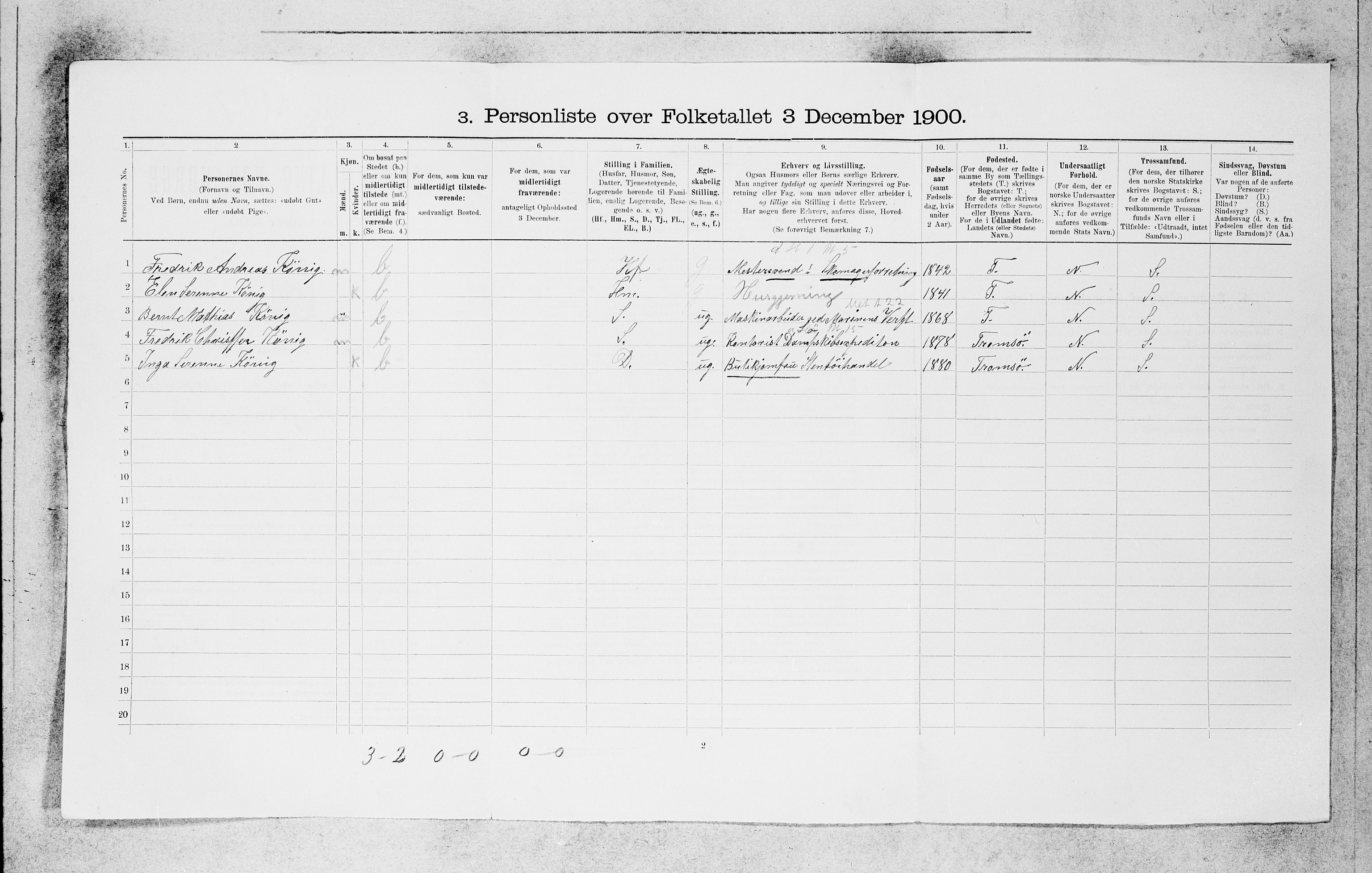 SAB, 1900 census for Bergen, 1900, p. 8467