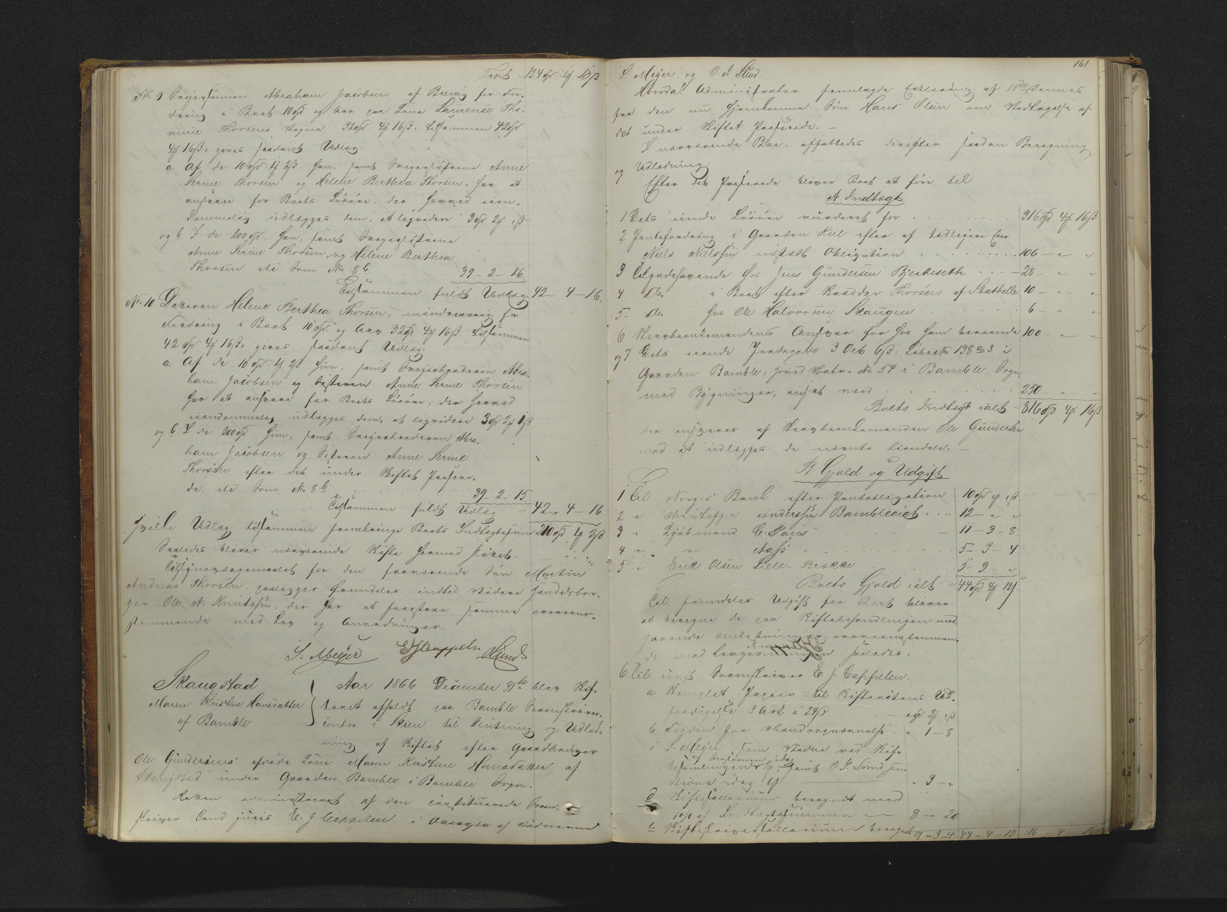 Bamble sorenskriveri, AV/SAKO-A-214/H/Hb/Hbd/L0007A: Skifteutlodningsprotokoll, 1865-1870, p. 160-161