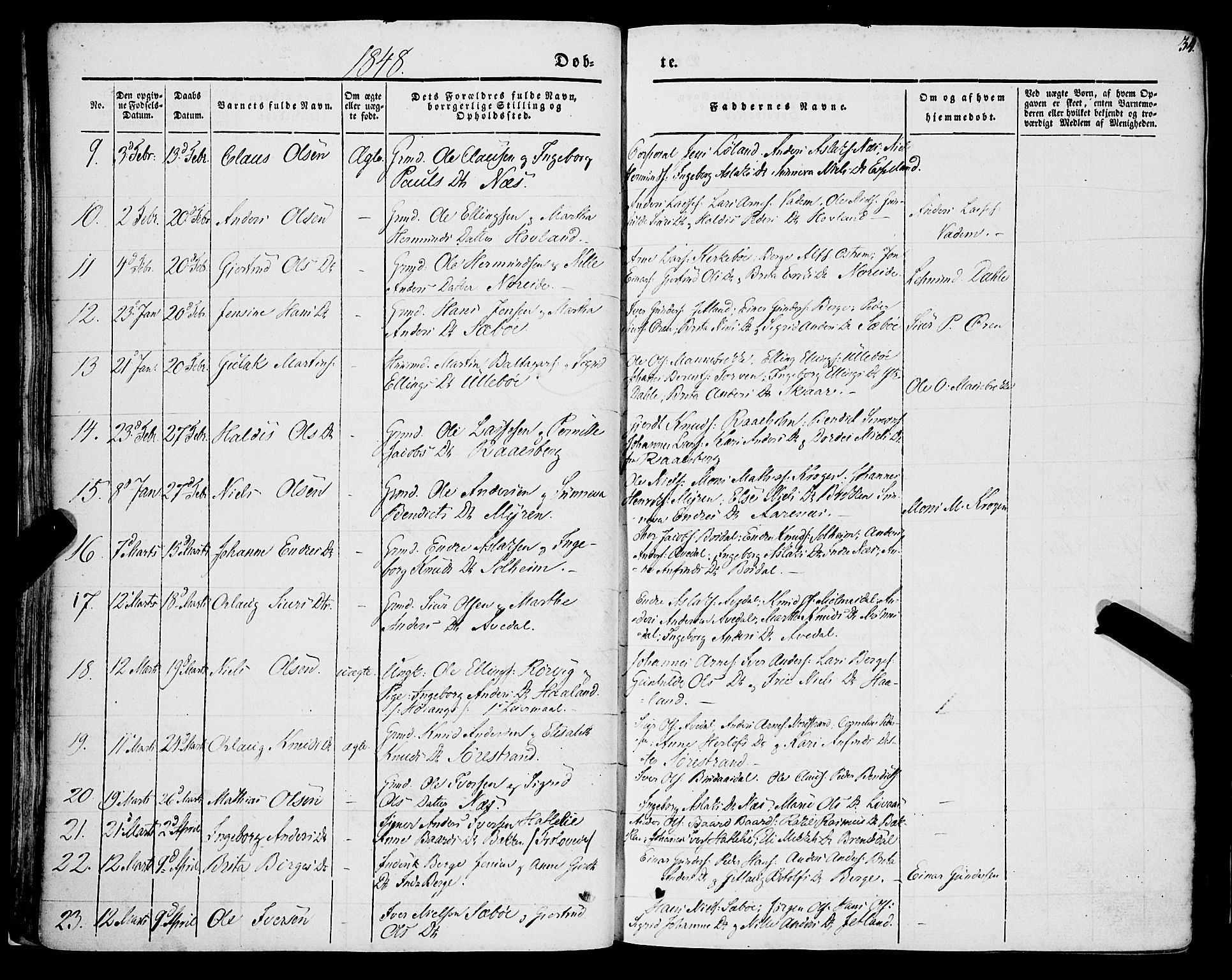 Lavik sokneprestembete, AV/SAB-A-80901: Parish register (official) no. A 3, 1843-1863, p. 34