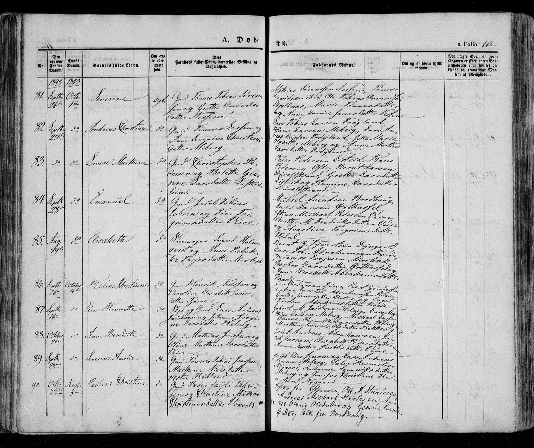 Lista sokneprestkontor, AV/SAK-1111-0027/F/Fa/L0009: Parish register (official) no. A 9, 1835-1846, p. 112