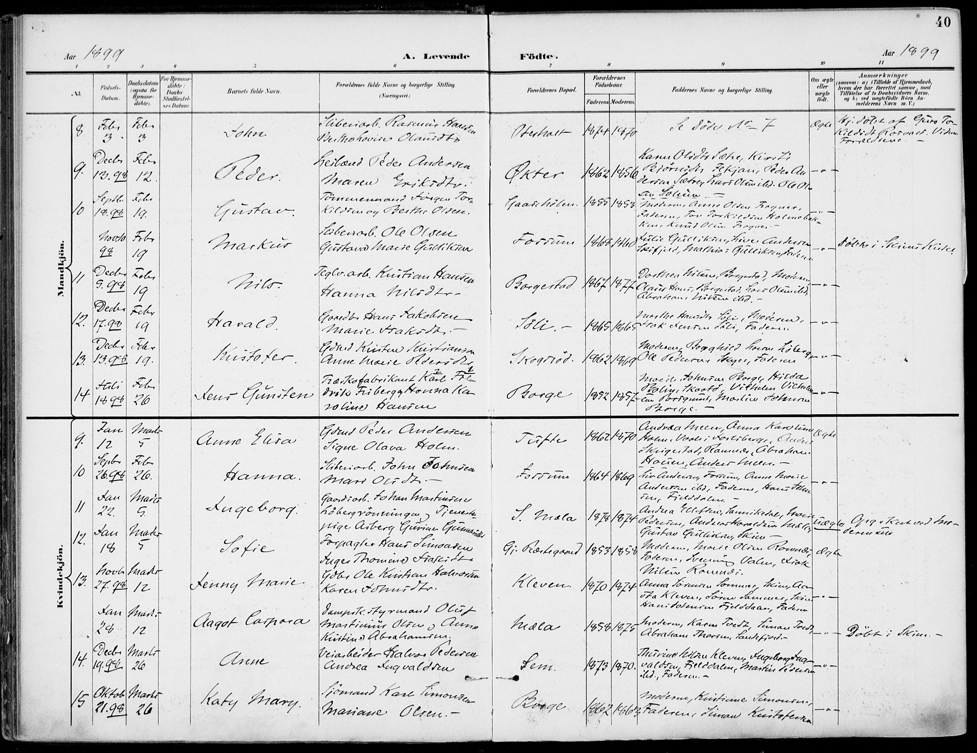 Gjerpen kirkebøker, SAKO/A-265/F/Fa/L0011: Parish register (official) no. I 11, 1896-1904, p. 40