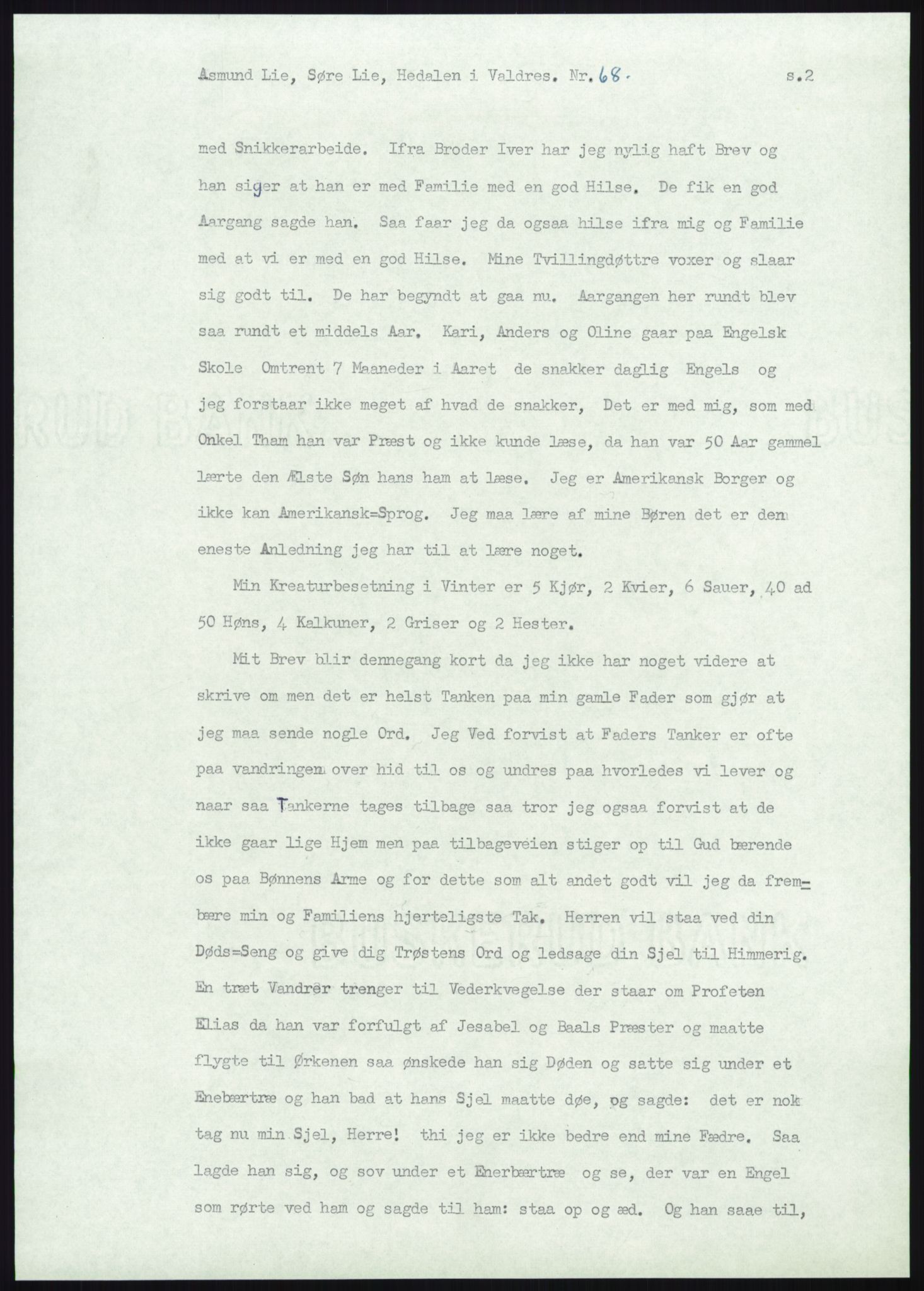 Samlinger til kildeutgivelse, Amerikabrevene, AV/RA-EA-4057/F/L0012: Innlån fra Oppland: Lie (brevnr 1-78), 1838-1914, p. 953