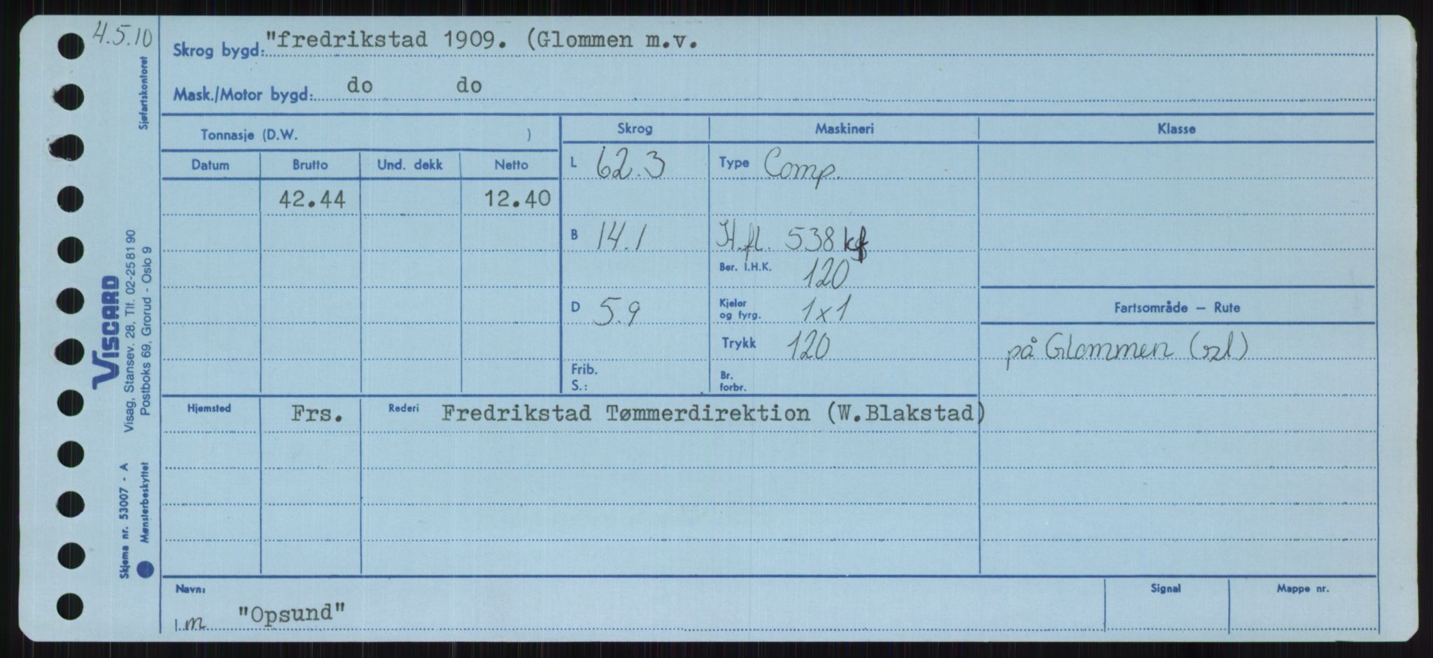 Sjøfartsdirektoratet med forløpere, Skipsmålingen, RA/S-1627/H/Ha/L0004/0002: Fartøy, Mas-R / Fartøy, Odin-R, p. 109