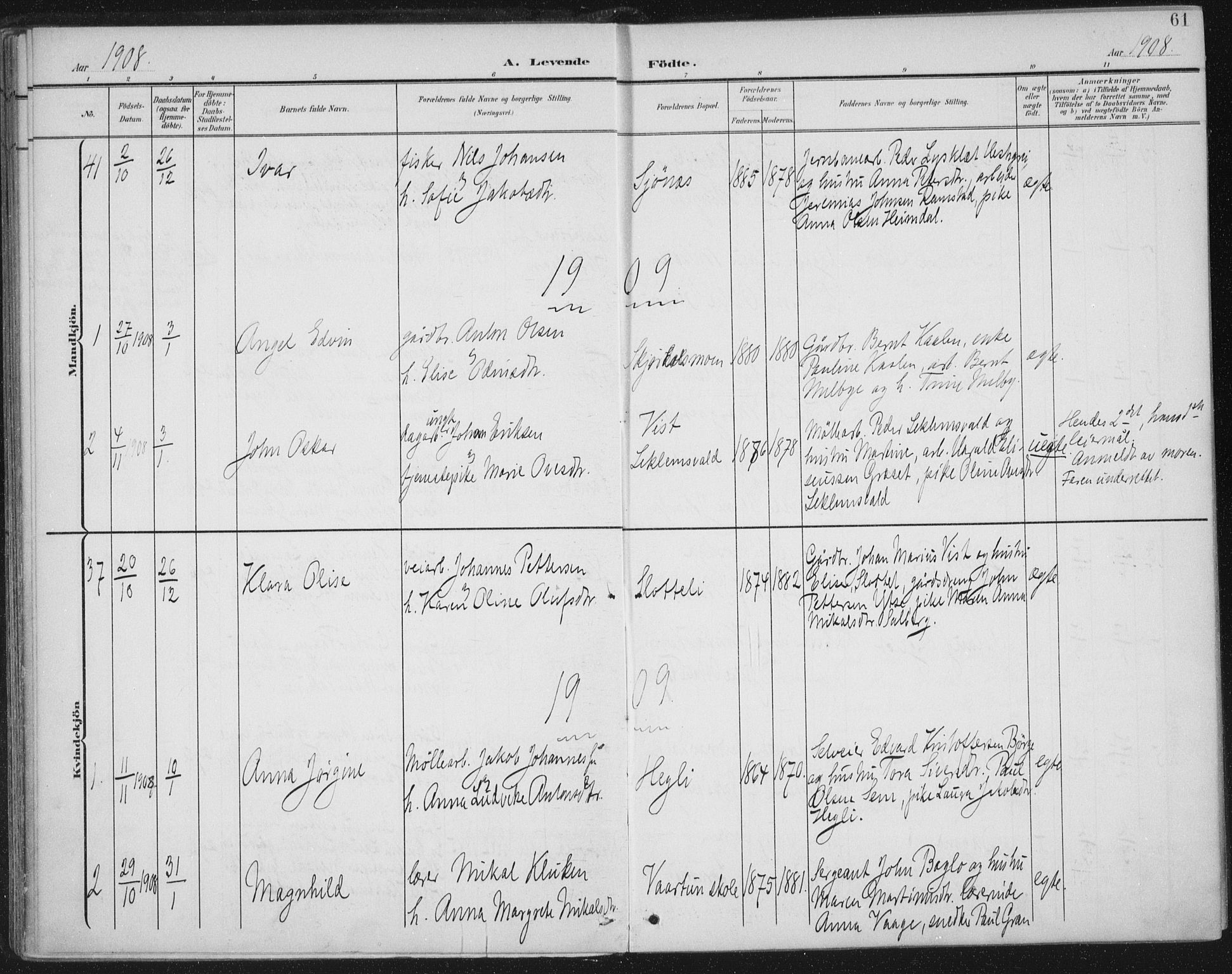 Ministerialprotokoller, klokkerbøker og fødselsregistre - Nord-Trøndelag, SAT/A-1458/723/L0246: Parish register (official) no. 723A15, 1900-1917, p. 61