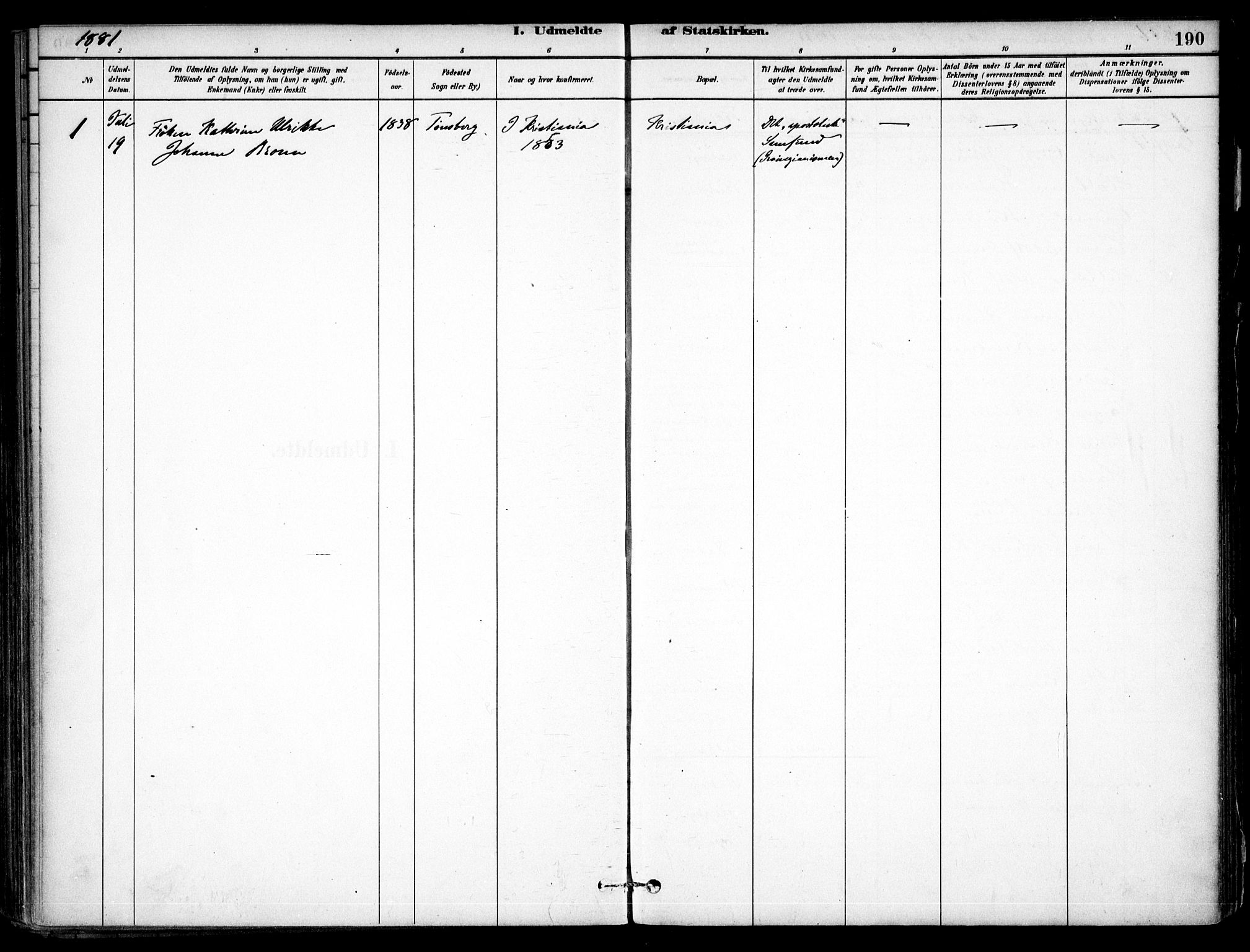 Gjerdrum prestekontor Kirkebøker, SAO/A-10412b/F/Fa/L0009: Parish register (official) no. I 9, 1881-1916, p. 190