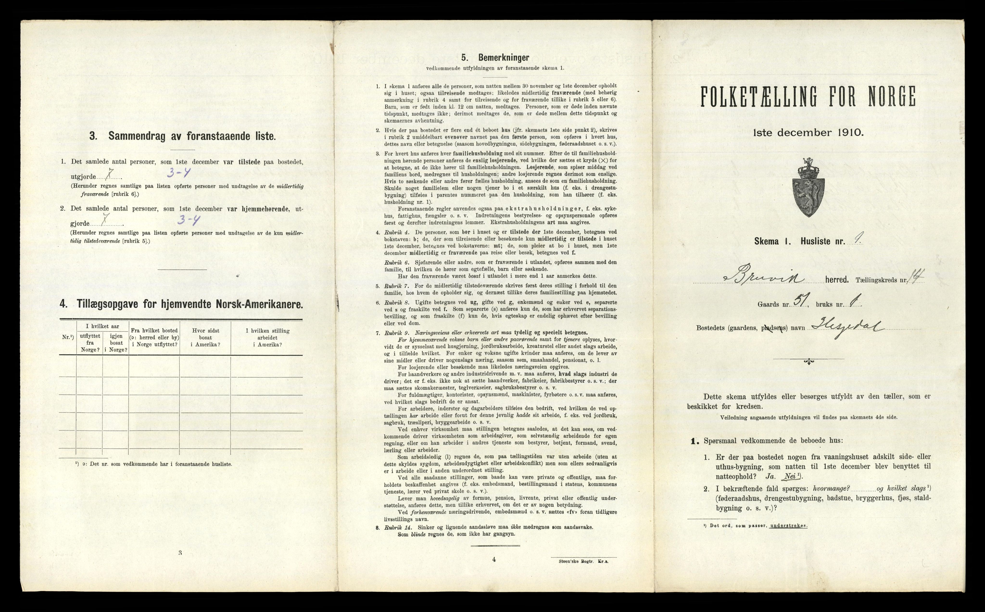 RA, 1910 census for Bruvik, 1910, p. 892