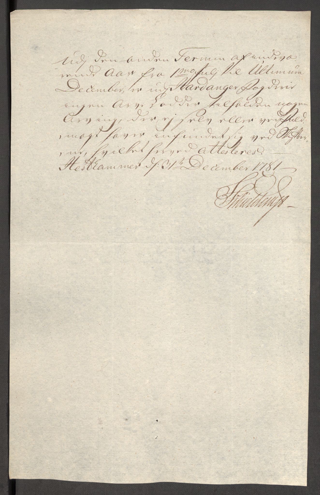 Rentekammeret inntil 1814, Reviderte regnskaper, Fogderegnskap, AV/RA-EA-4092/R48/L3097: Fogderegnskap Sunnhordland og Hardanger, 1781, p. 261