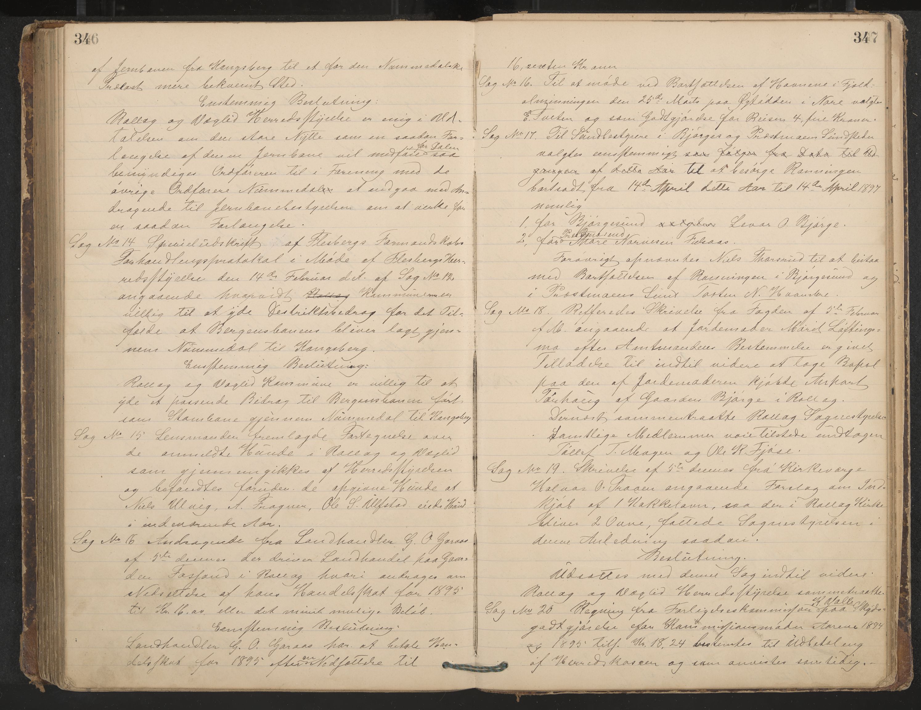 Rollag formannskap og sentraladministrasjon, IKAK/0632021-2/A/Aa/L0003: Møtebok, 1884-1897, p. 346-347